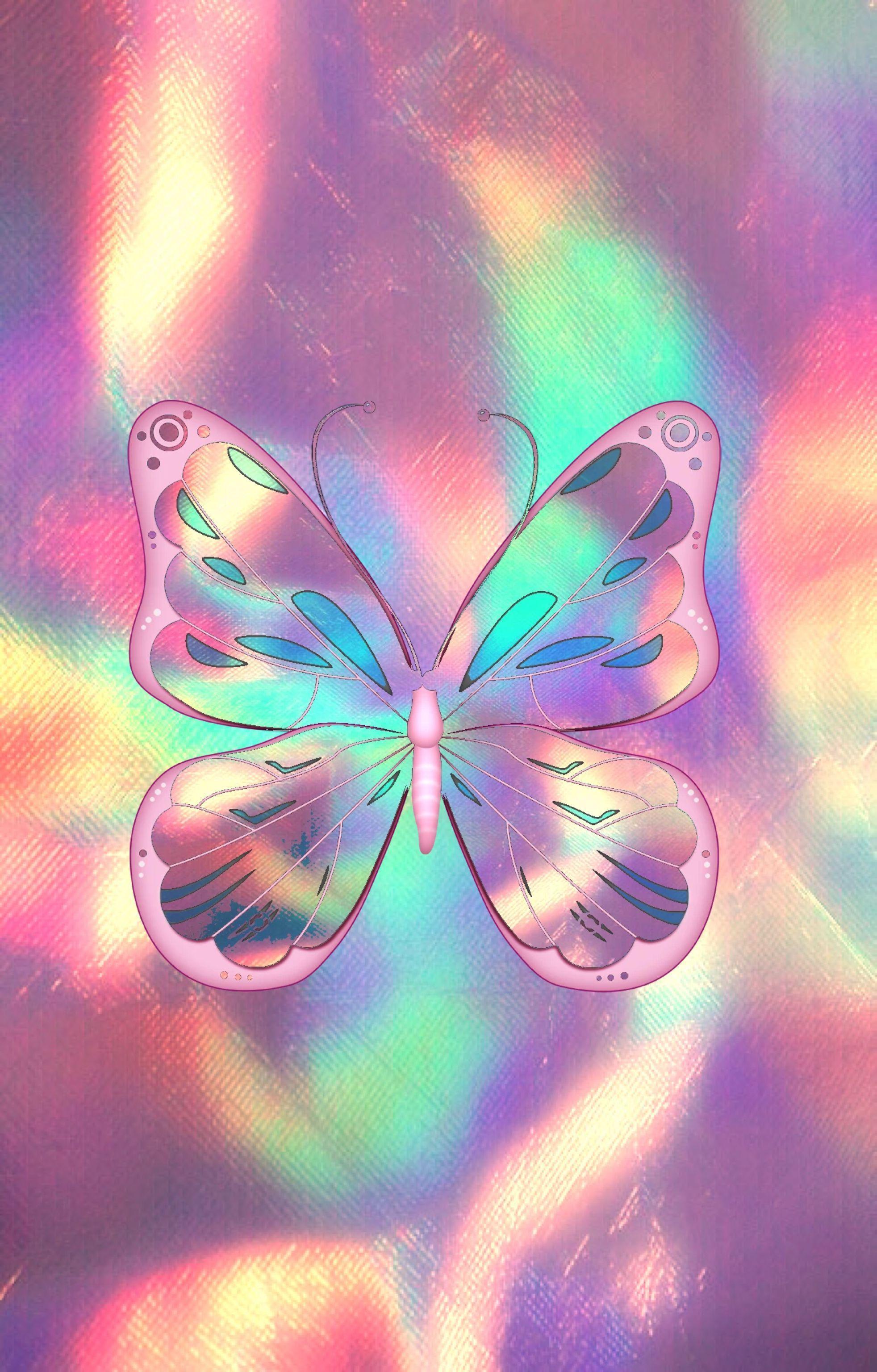 1964x3072 Aesthetic Sparkles Purple Butterflies Wallpaper