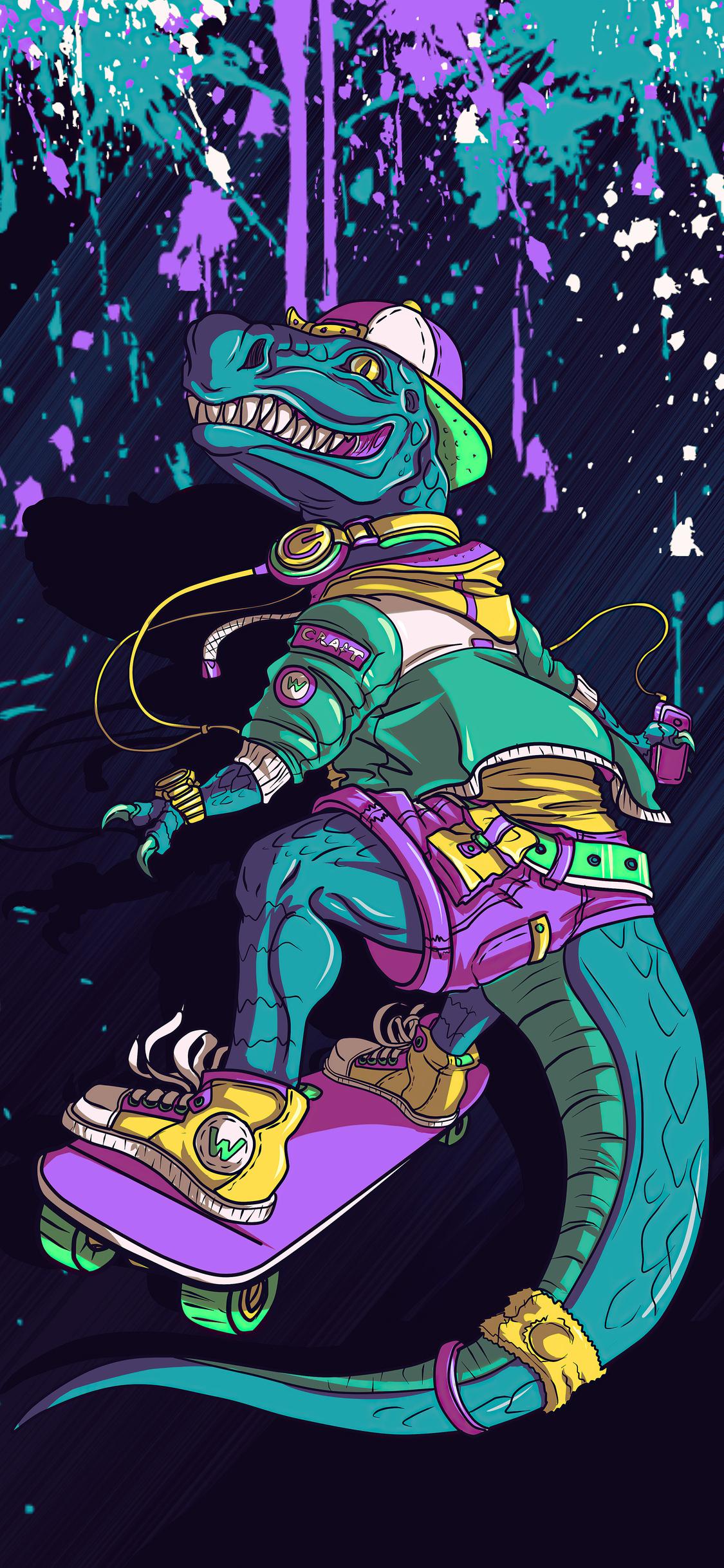 1125x2436 Cool Crocodile Skating iPhone XS, iPhone iPhone X HD 4k Wallpaper, Image, Background, Photo and Picture