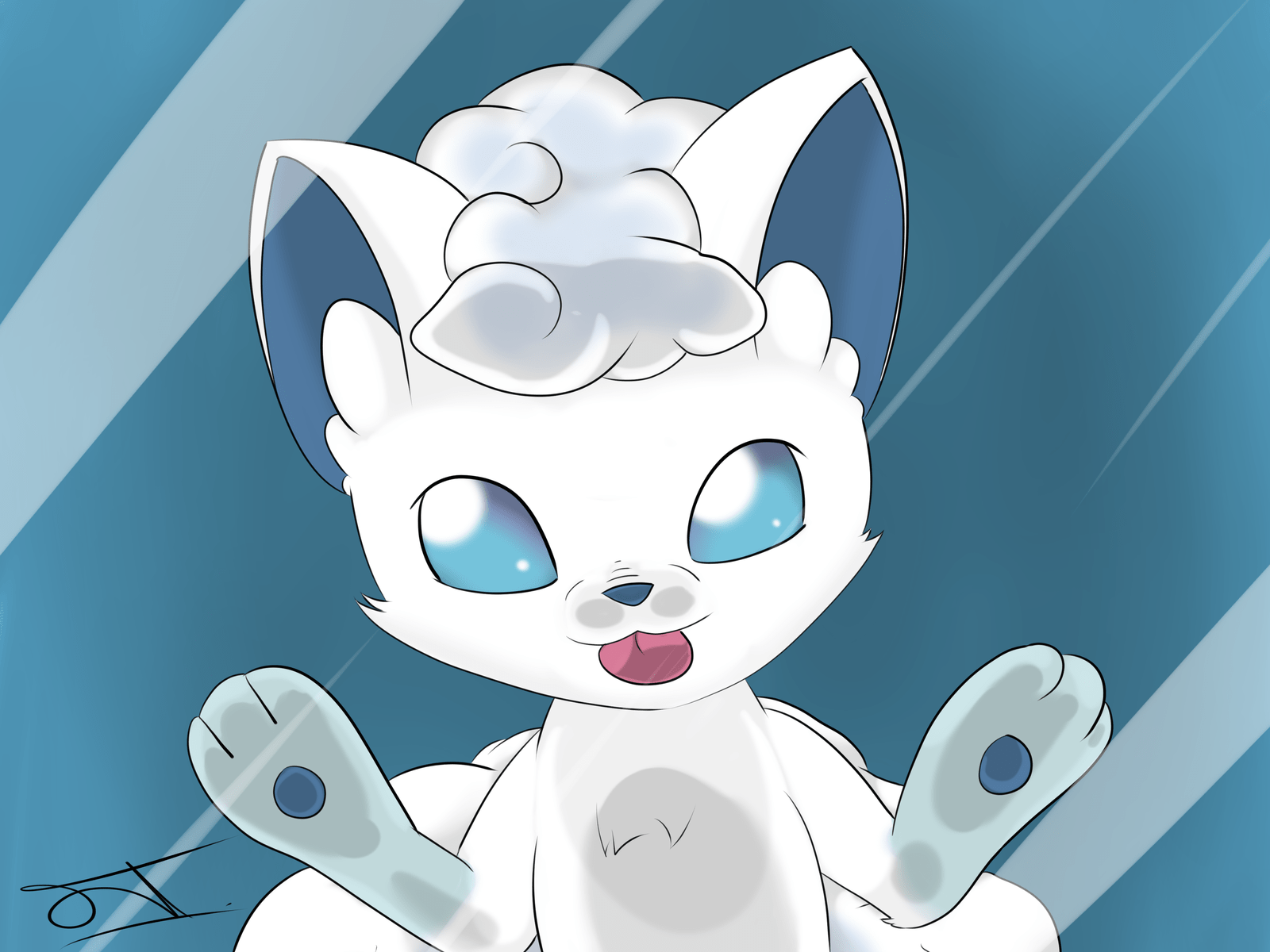 1600x1200 Alolan Vulpix Licking Screen