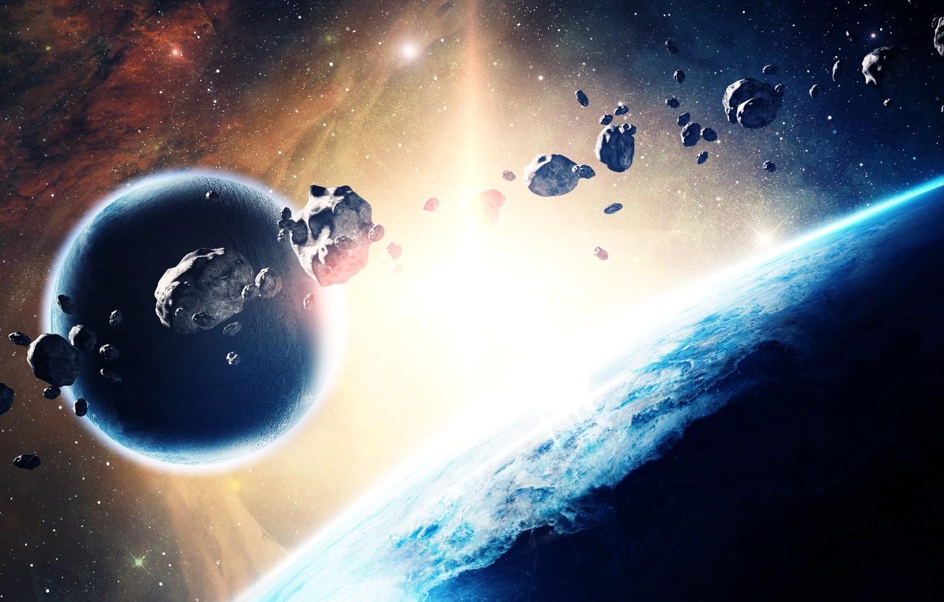 1332x850 Wallpaper space, stars, nebula, asteroids, palnety image for desktop, section космос