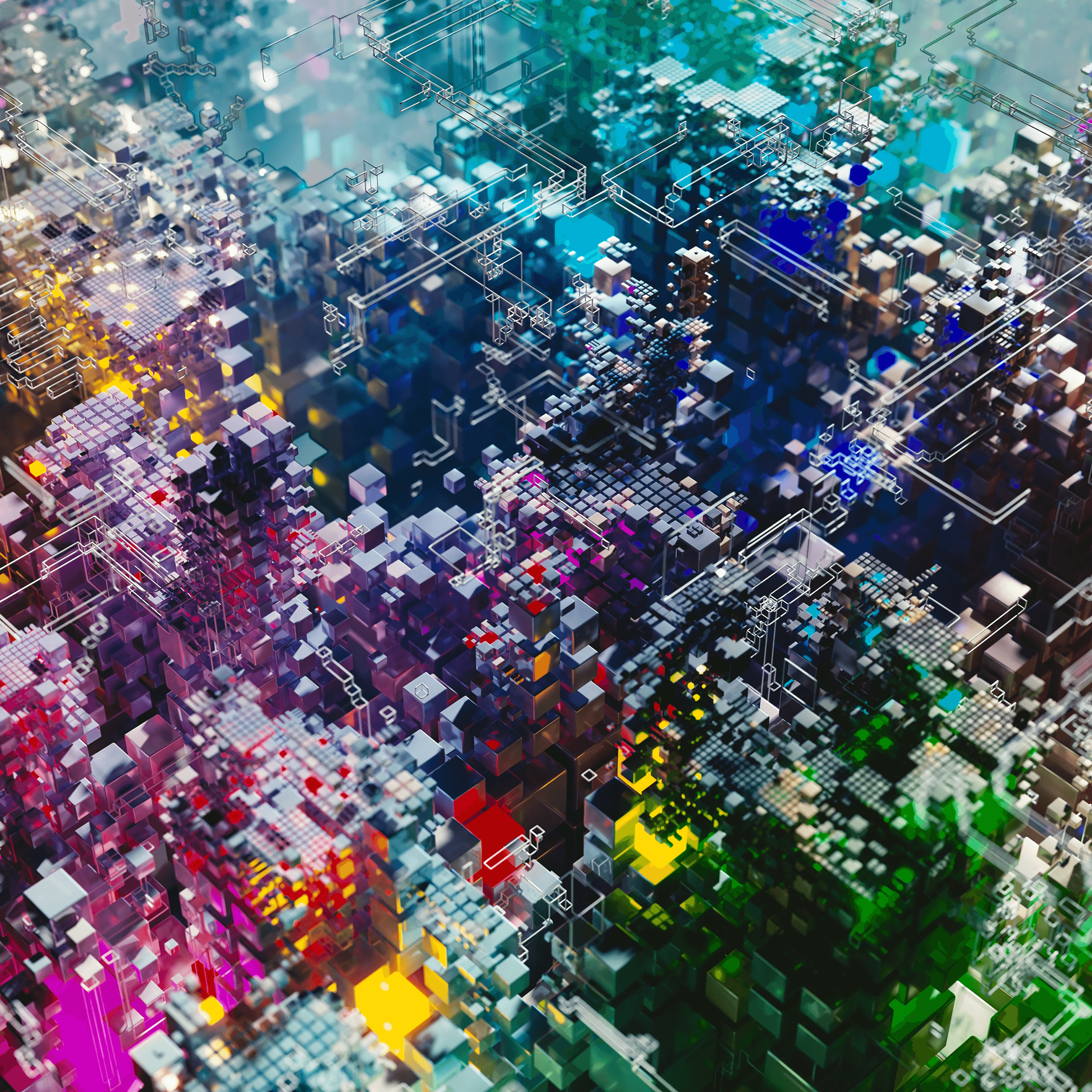 3000x3000 Art 3D Pixels Wallpaper