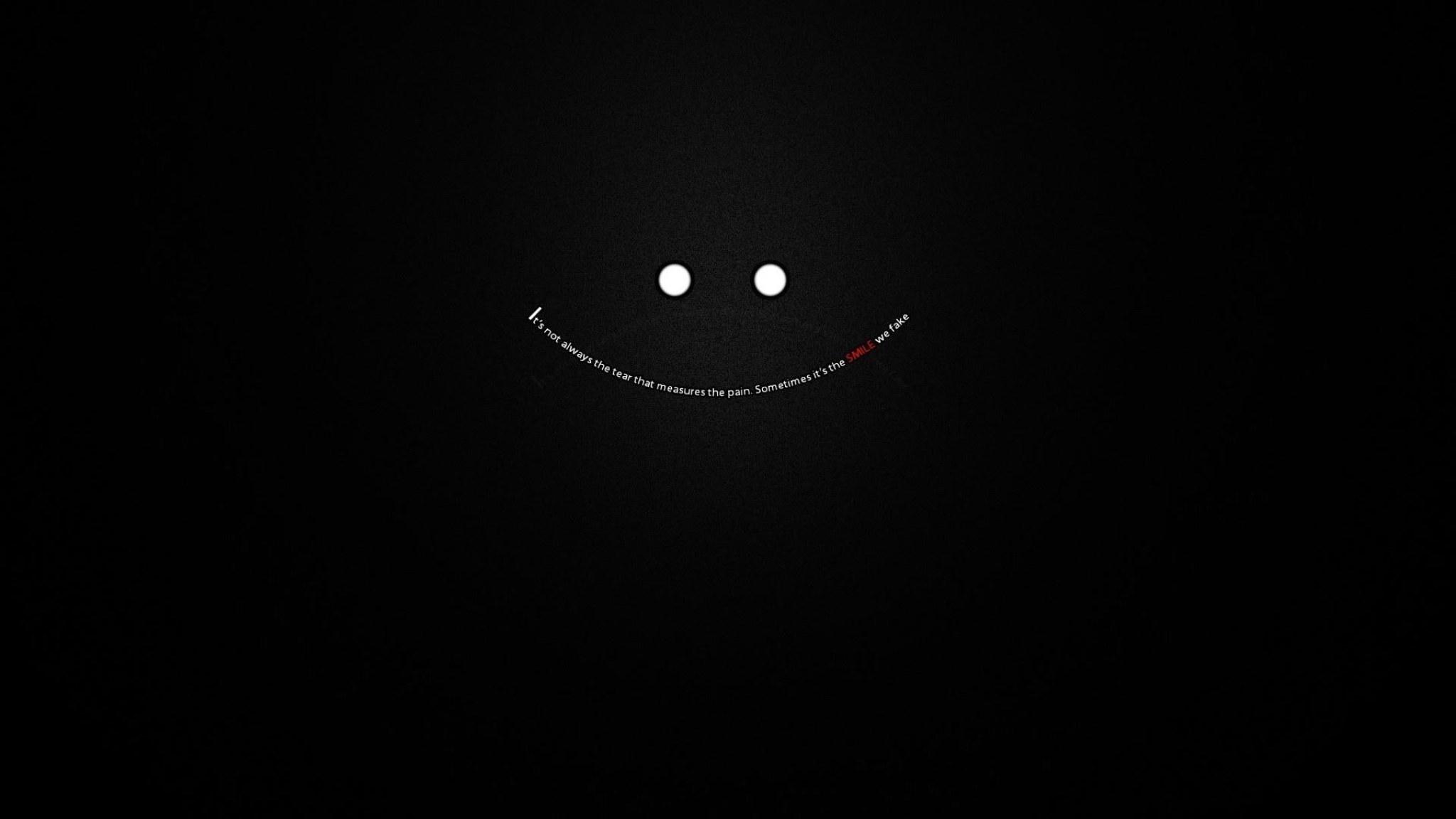 2048x1152 Wallpaper fake, smile, pain, depression quote, inside, black • Wallpaper For You HD Wallpaper For Desktop & Mobile