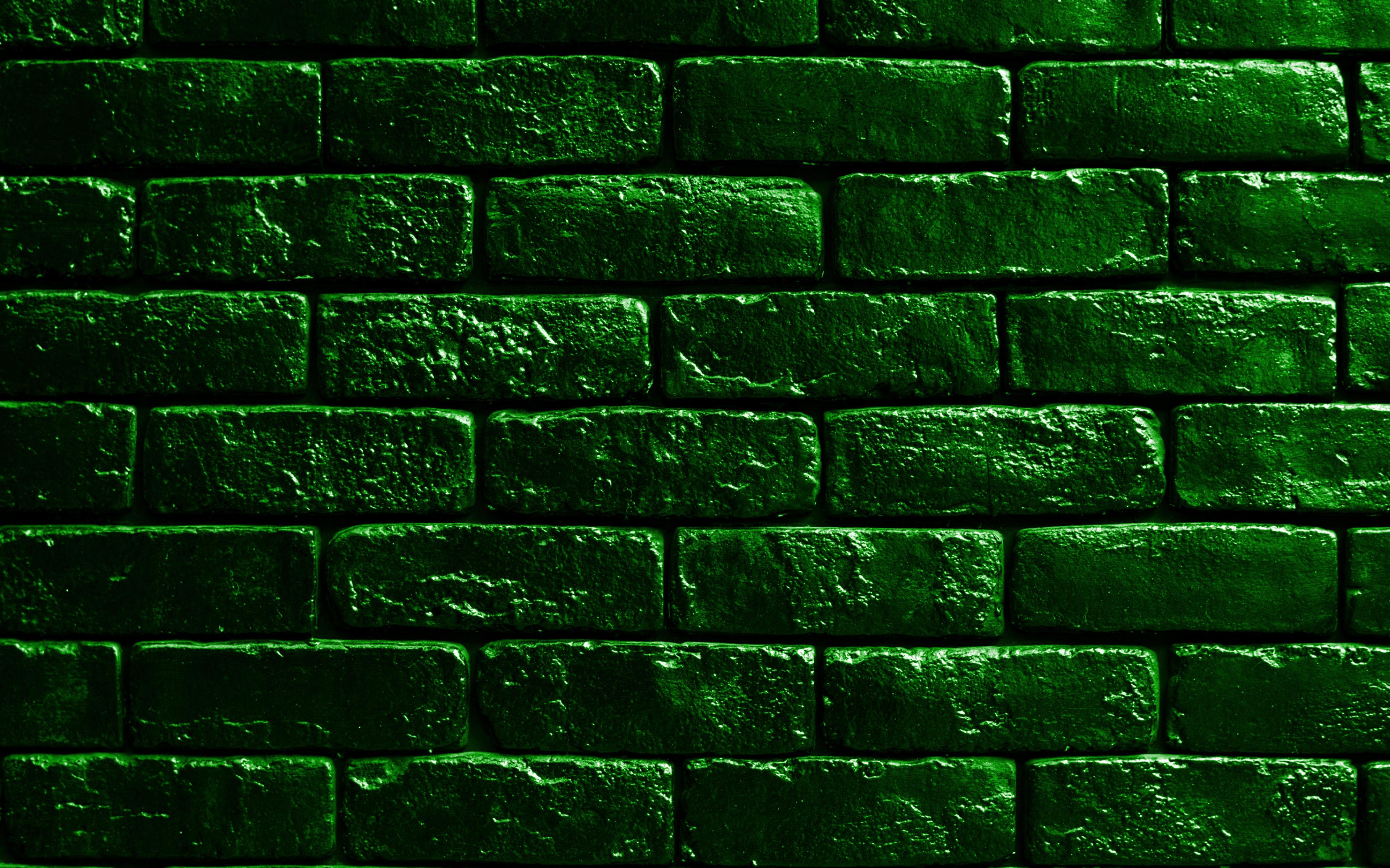 3840x2400 Download wallpaper green brickwall, 4k, green bricks, bricks textures, brick wall, bricks background, green stone background, identical bricks, bricks, green bricks background for desktop with resolution 3840x2400. High Quality HD picture wallpaper