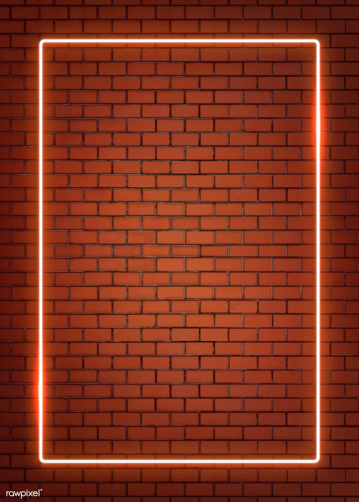 1400x1959 Rectangle orange neon frame on an orange brick wall vector. premium image / manot. Orange brick, Dark background wallpaper, Wallpaper iphone neon
