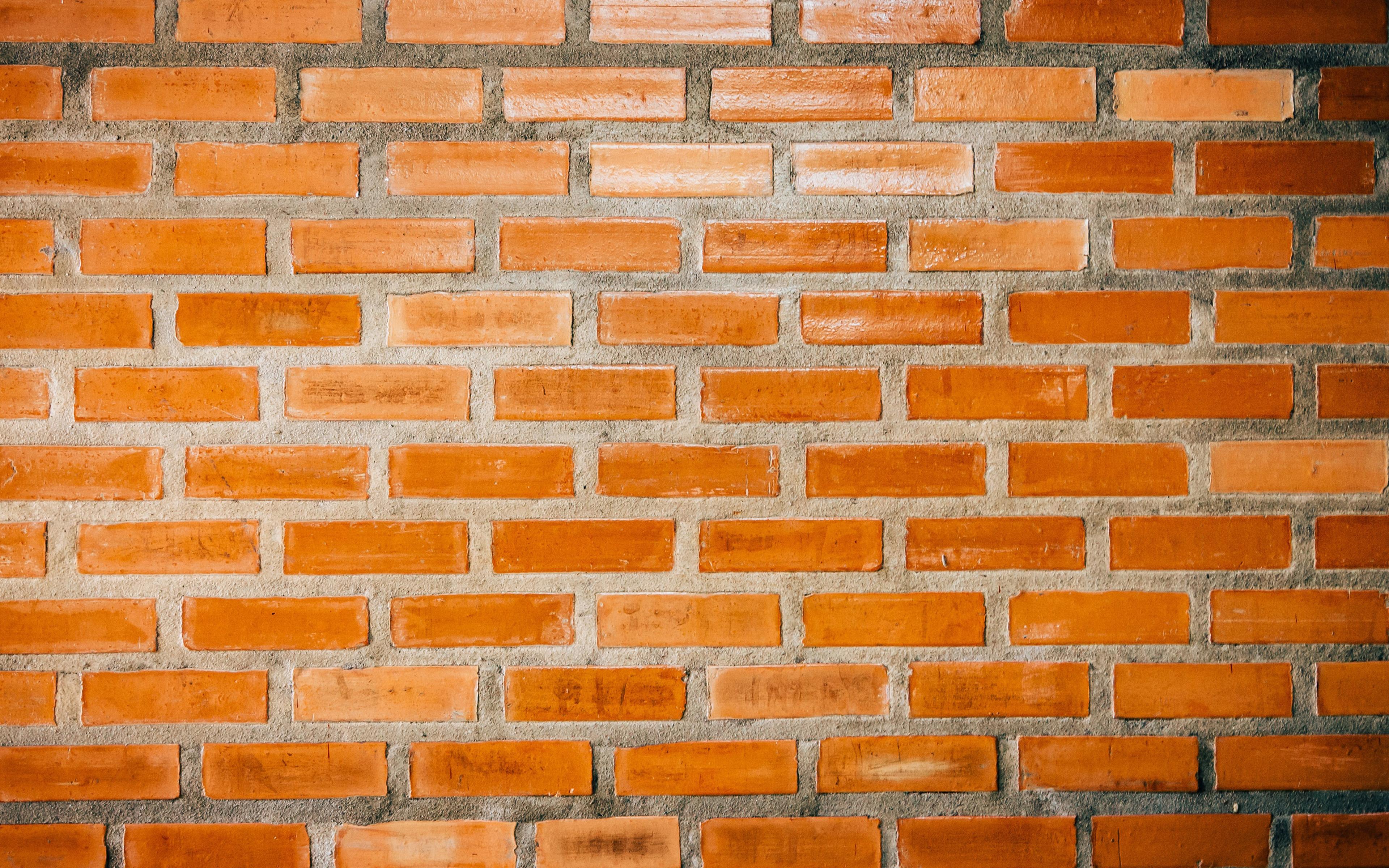 3840x2400 Download wallpaper orange brickwall, 4k, brown bricks, bricks textures, orange brick wall, bricks, wall, macro, identical bricks, orange bricks background for desktop with resolution 3840x2400. High Quality HD picture wallpaper