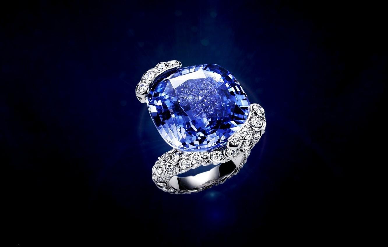 1332x850 Wallpaper blue, stone, ring, decoration, diamond, sapphire image for desktop, section макро