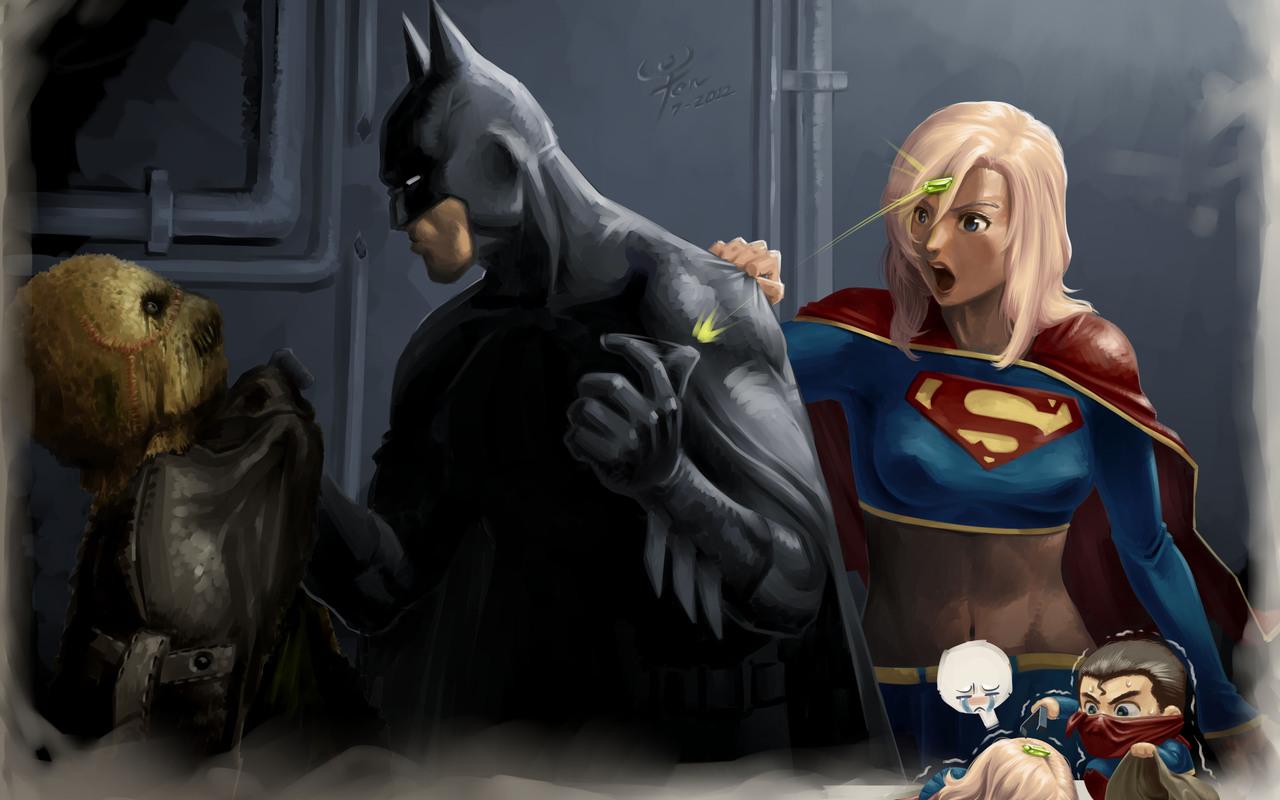 1280x800 Batman Supergirl Funny Art 4k 720P HD 4k Wallpaper, Image, Background, Photo and Picture