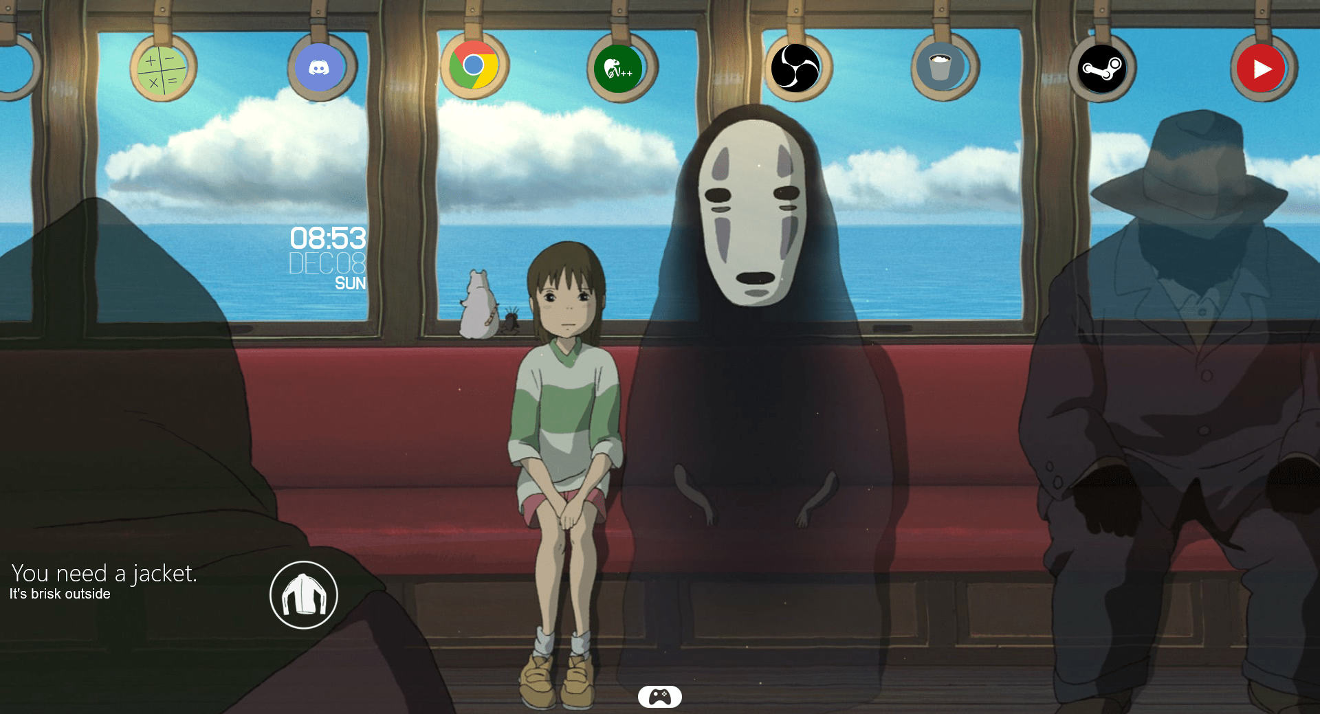 1920x1039 Spirited away train with rainmeter and wallpaper engine! Deets in comments