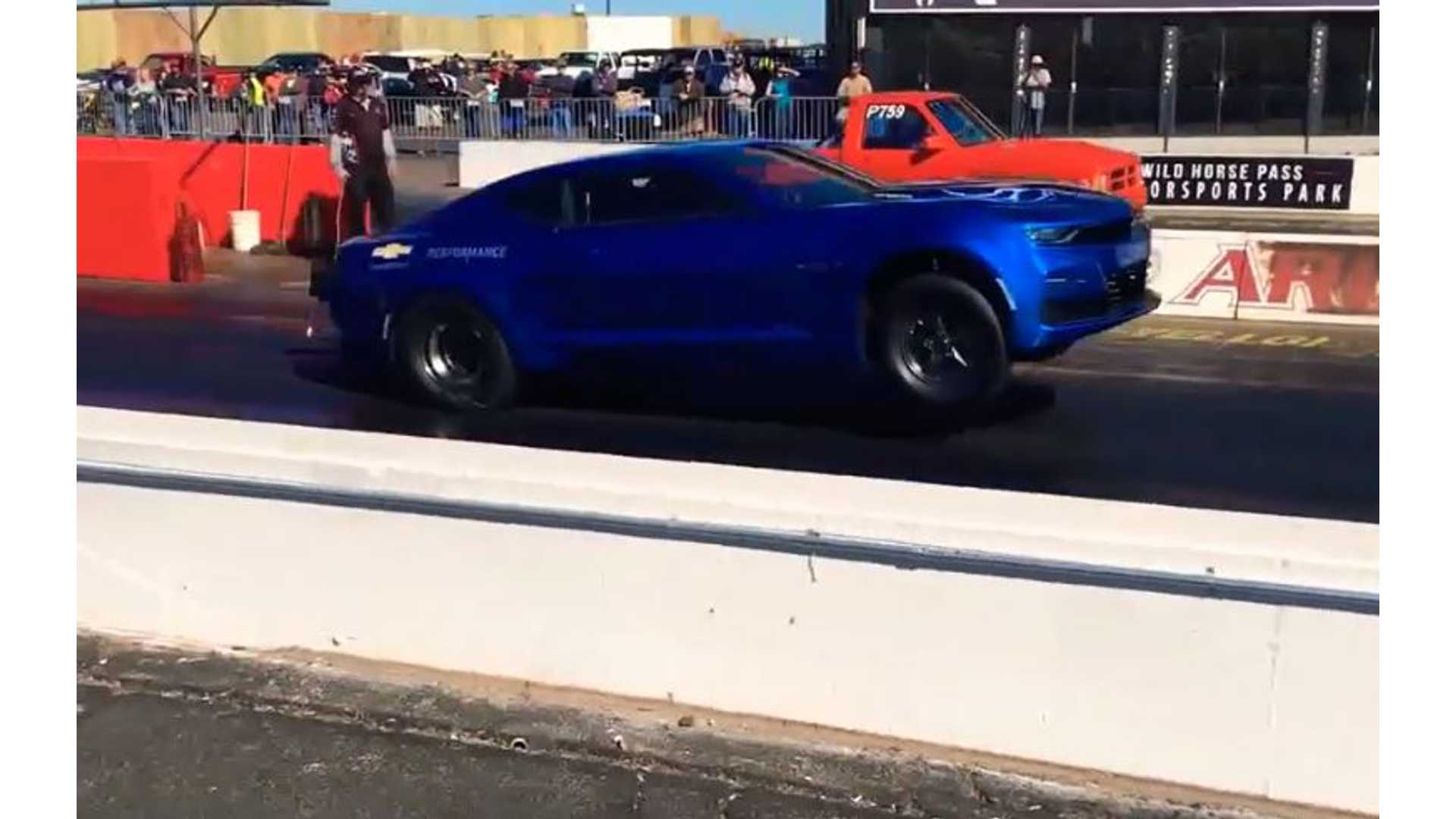1920x1080 Watch Chevy Camaro eCopo Electric Pop Big Wheelie At Drag Strip