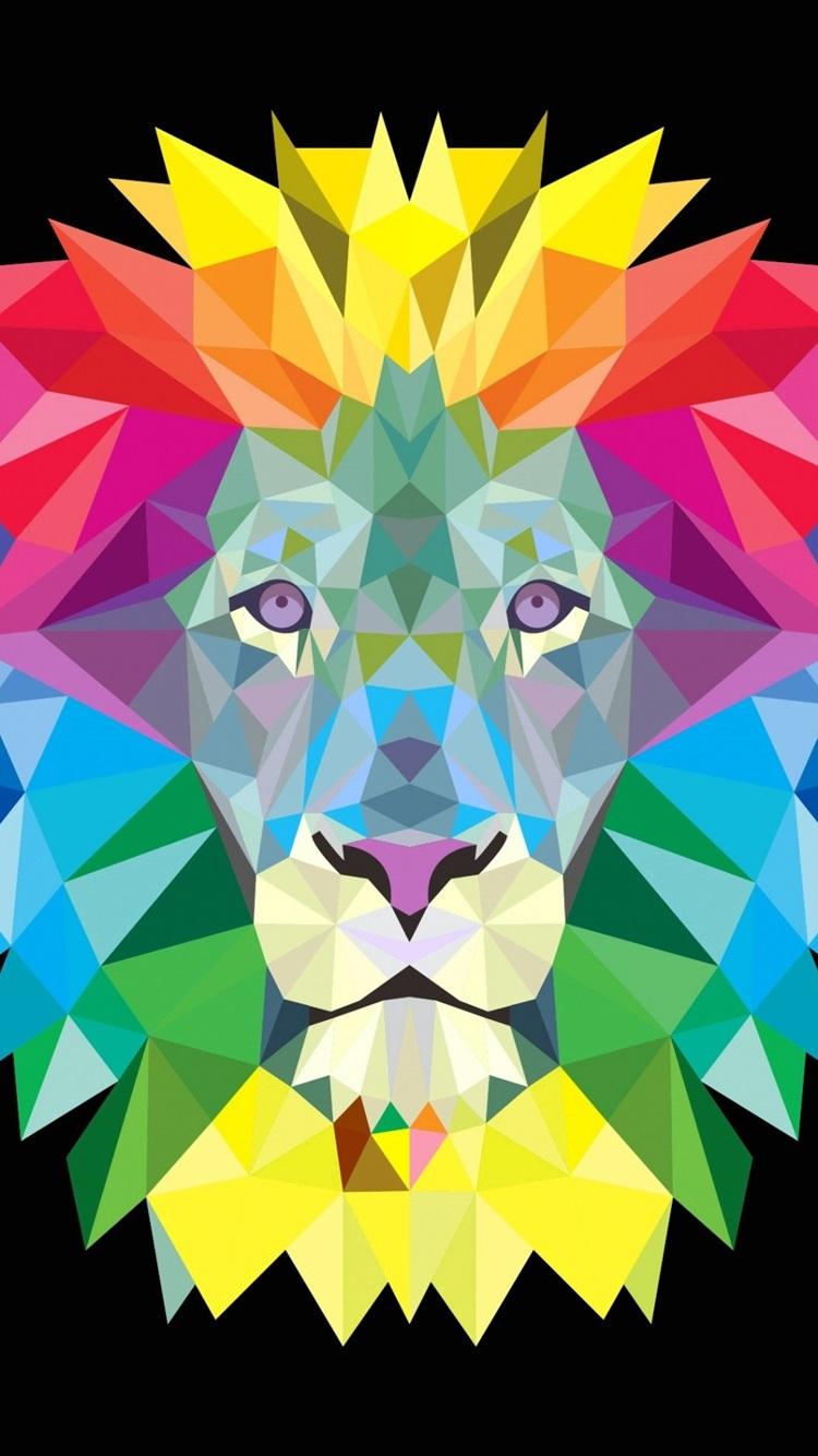 750x1334 iPhone Wallpaper Colorful Lion Mane, Vector Picture