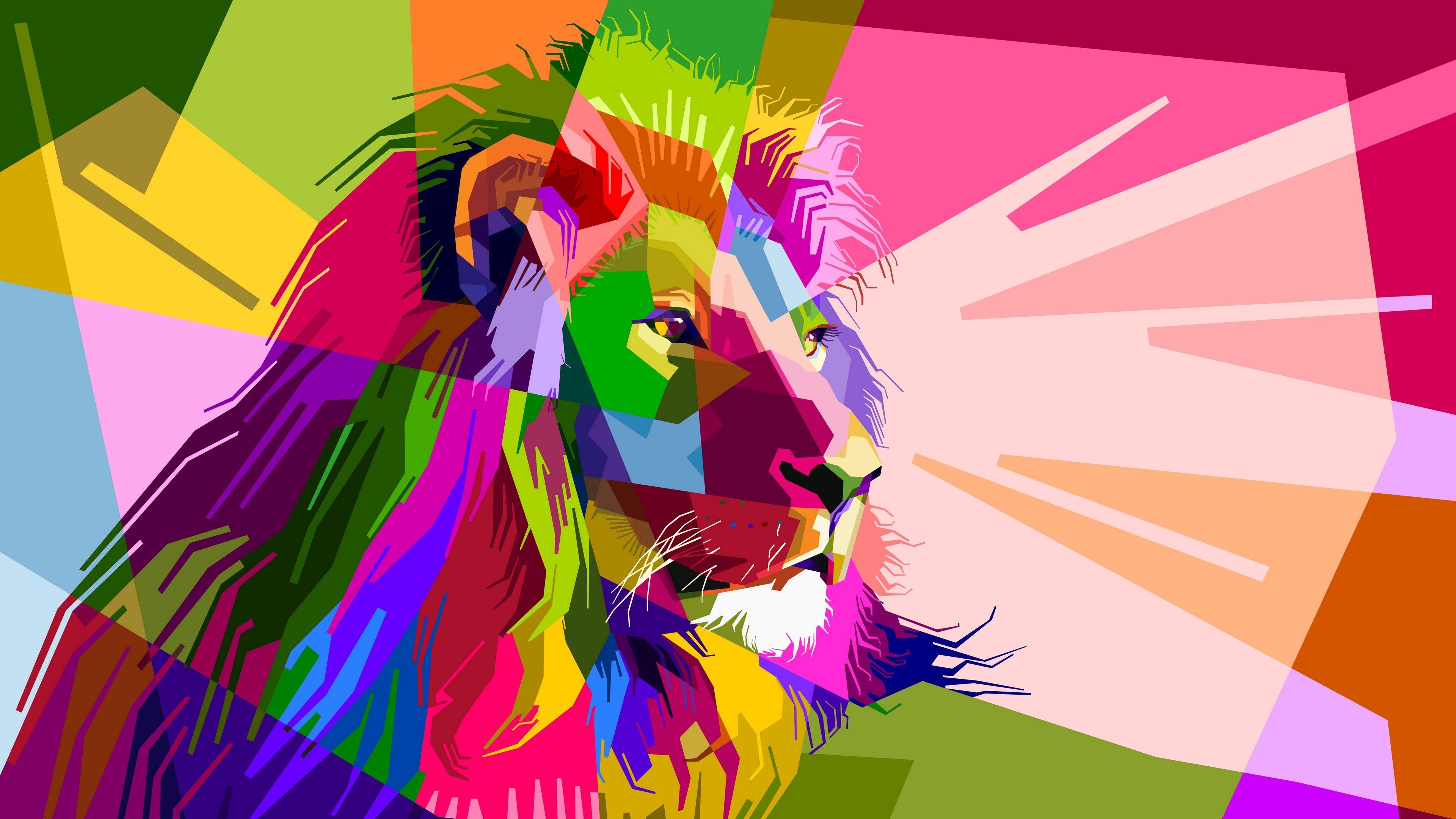 3840x2160 Colorful Lion Wallpaper Wallpaper Colorful Lion HD Wallpaper