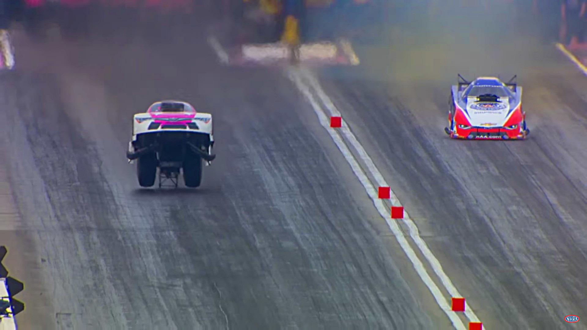 1920x1080 NHRA funny car starts to fly at 250 mph