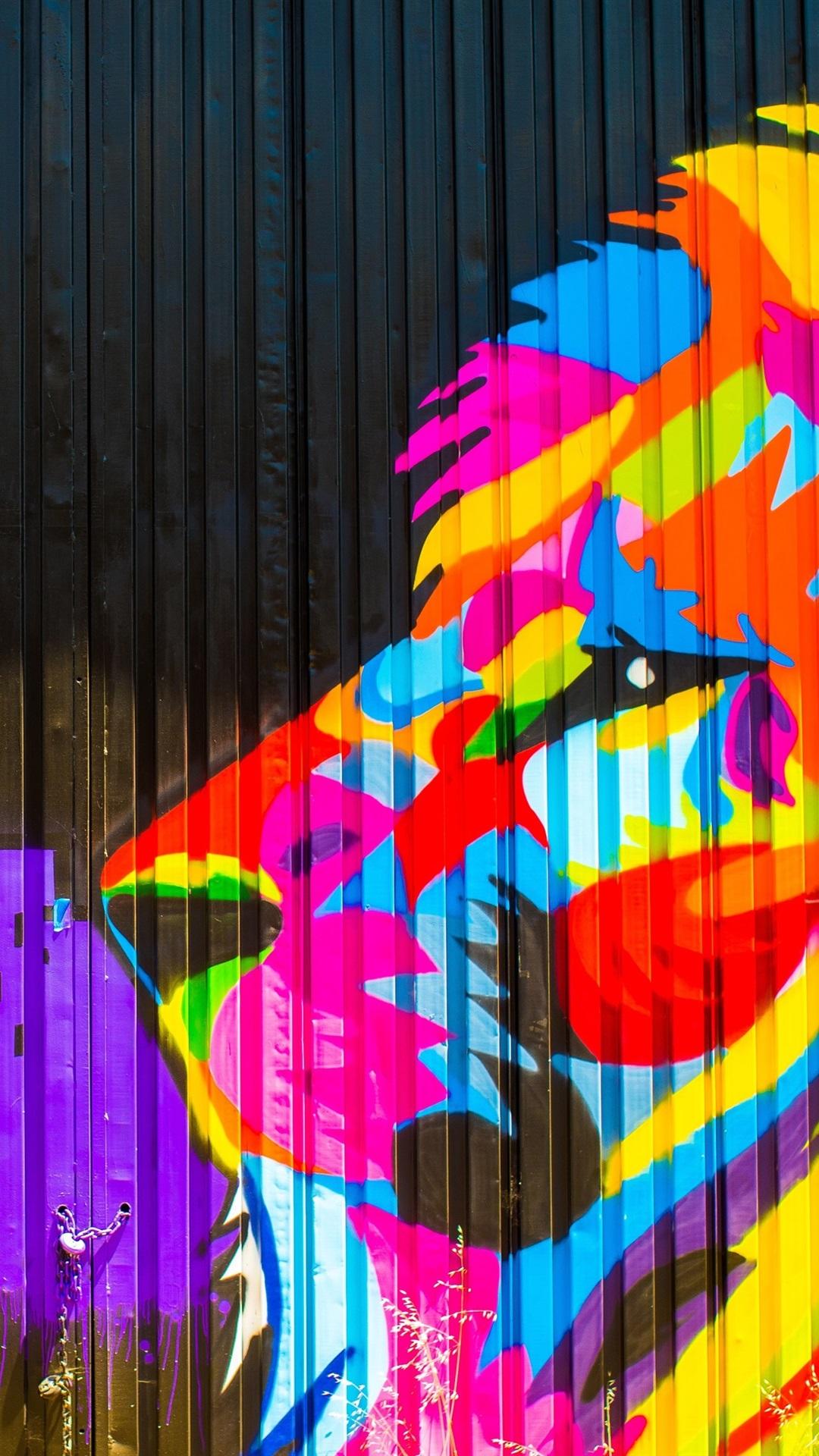 1080x1920 Colorful Paint, Fence, Graffiti, Lion 1080x1920 IPhone 8 7 6 6S Plus Wallpaper, Background, Picture, Image