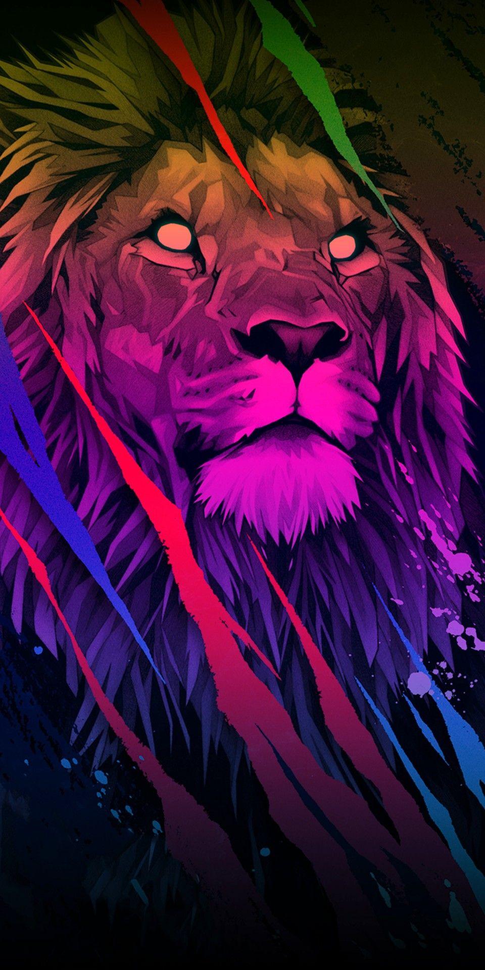 960x1920 Amoled Black iPhone Lion Wallpaper HD