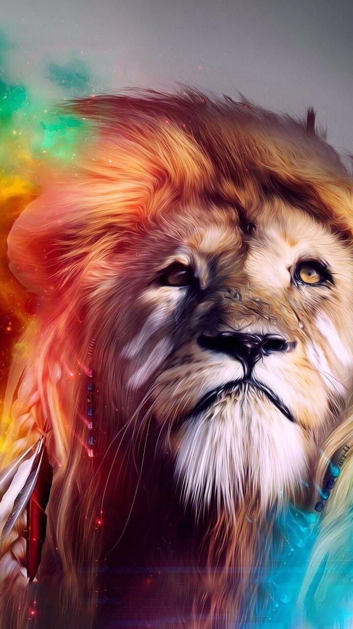 720x1280 Zedge. Colorful lion, Lion HD wallpaper, Lion art