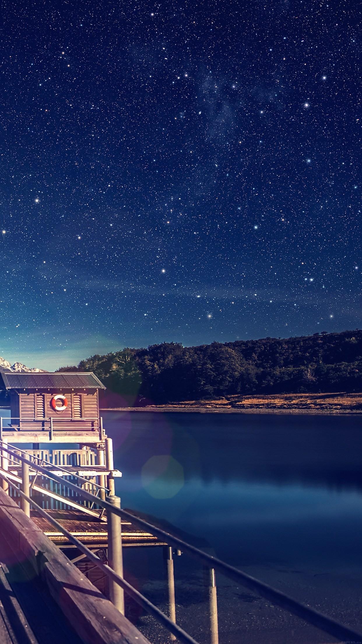 1242x2208 Mm11 Star Shiny Lake Blue Sky Space Boat Flare Wallpaper 8 Wallpaper HD
