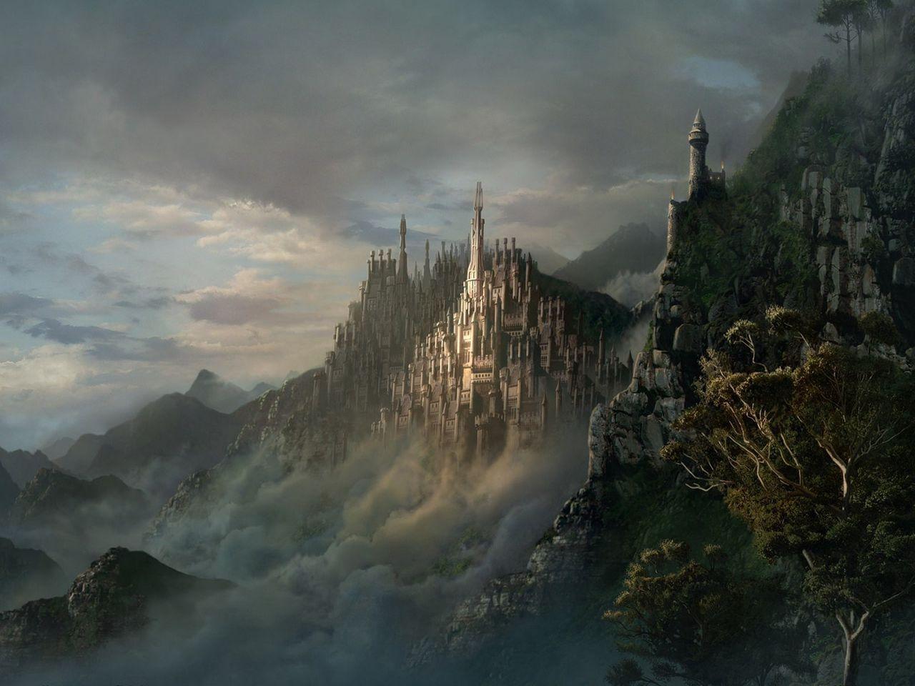 1280x960 Download wallpaper 1280x960 lock, mountains, city, fog standard 4:3 HD background