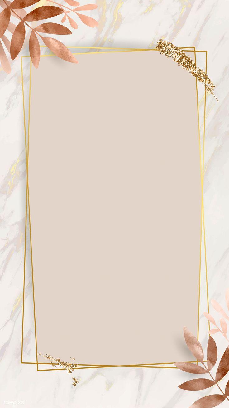 735x1307 Download Premium Image Of Leafy Golden Rectangle Frame Background Wallpaper HD