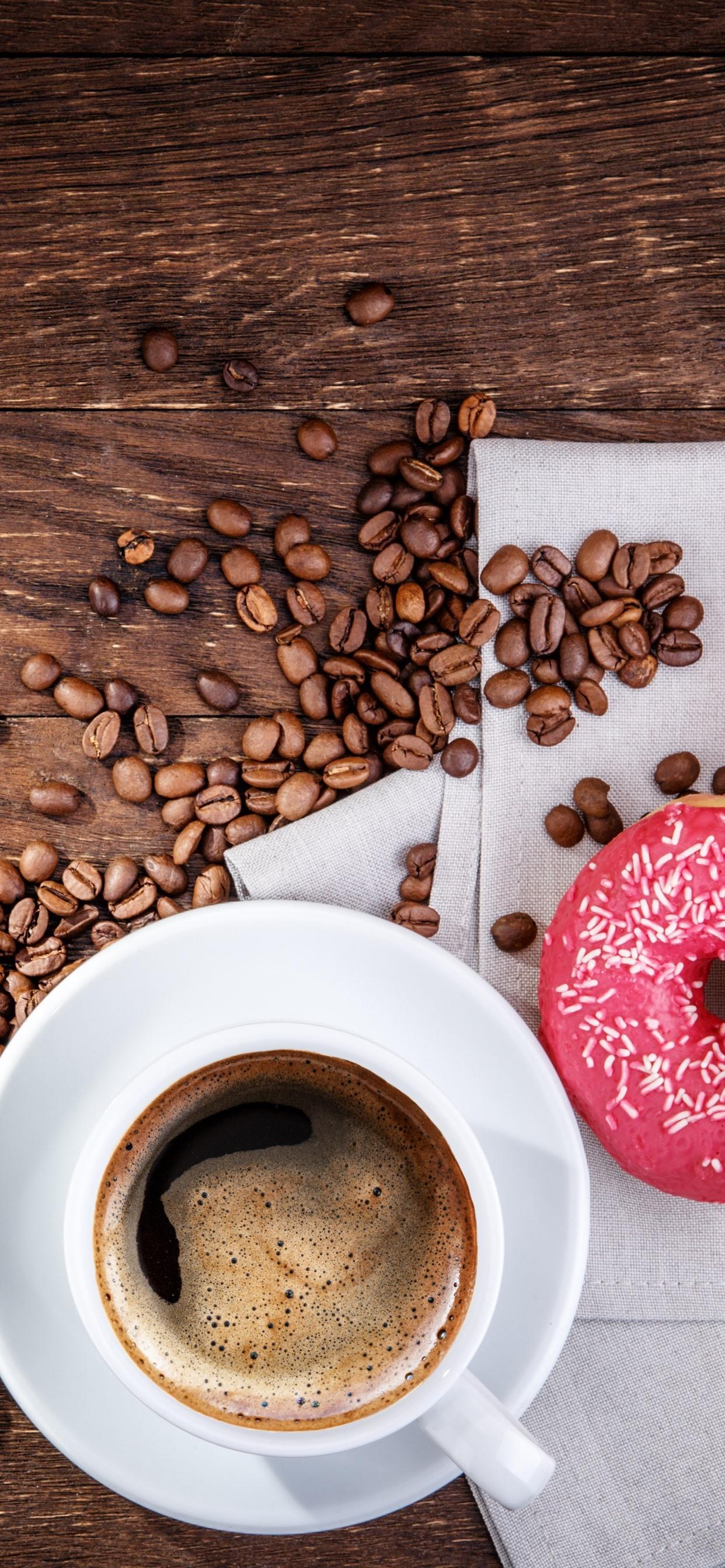 1242x2688 Donuts And Coffee Beans, Cup 1242x2688 IPhone 11 Pro XS Max Wallpaper, Background, Picture, Image