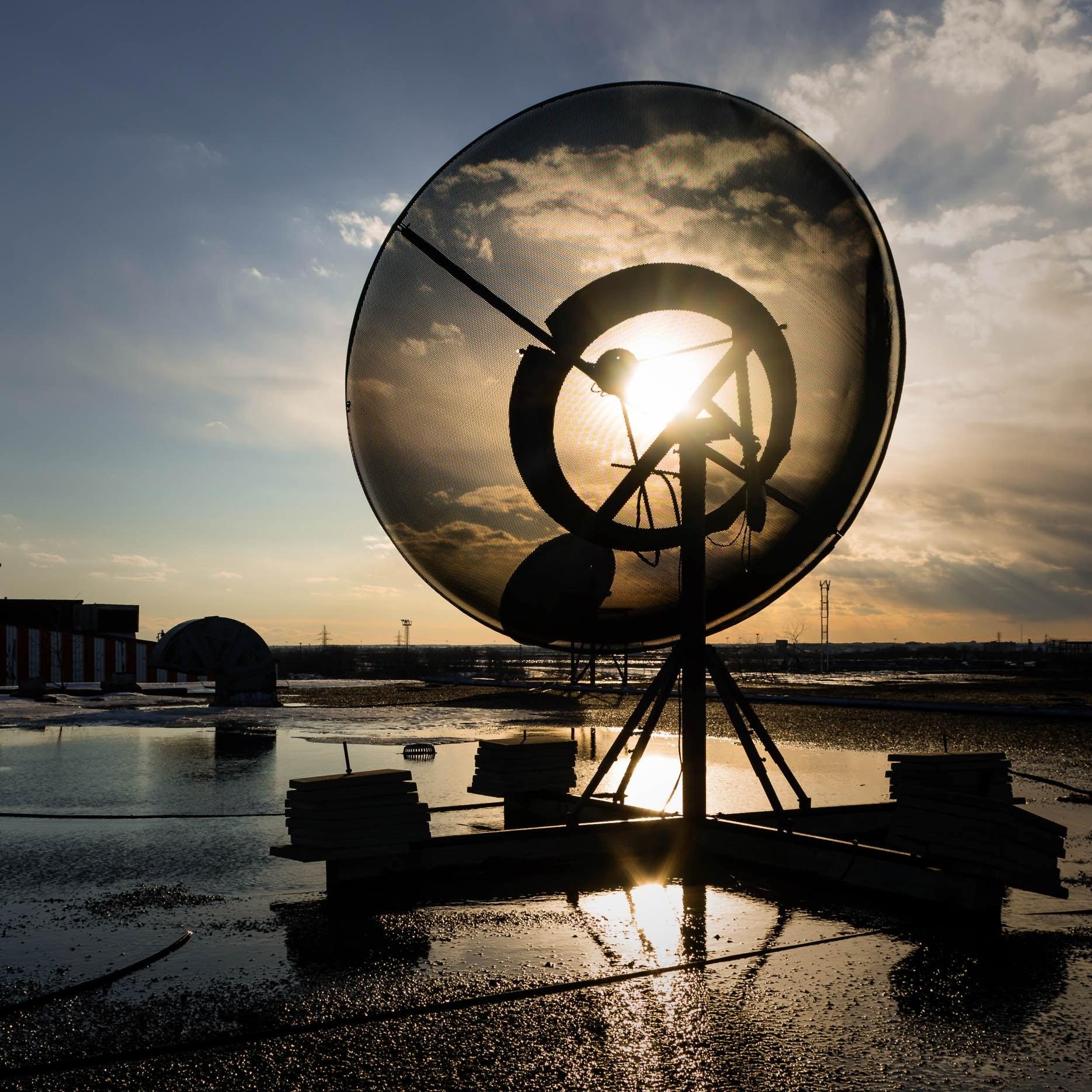 1870x1870 Wallpaper / satellite dish light ray and sunset HD 4k wallpaper