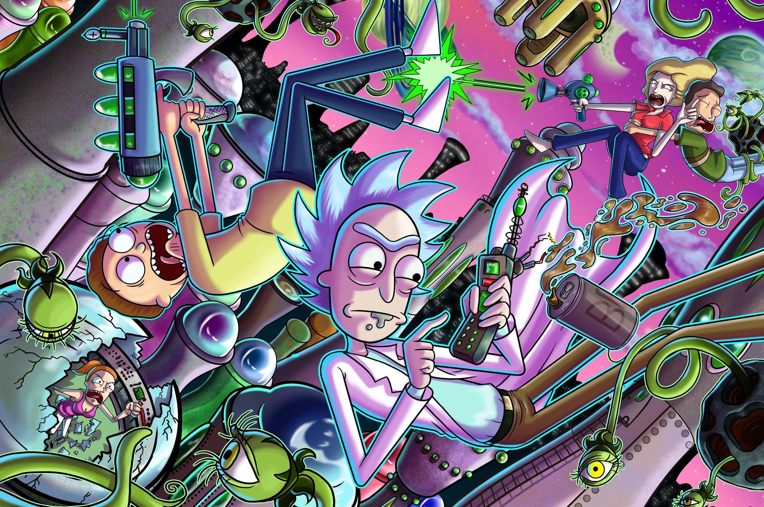 Download Rick And Morty Trippy Colorful Backdrop Wallpaper  Wallpaperscom
