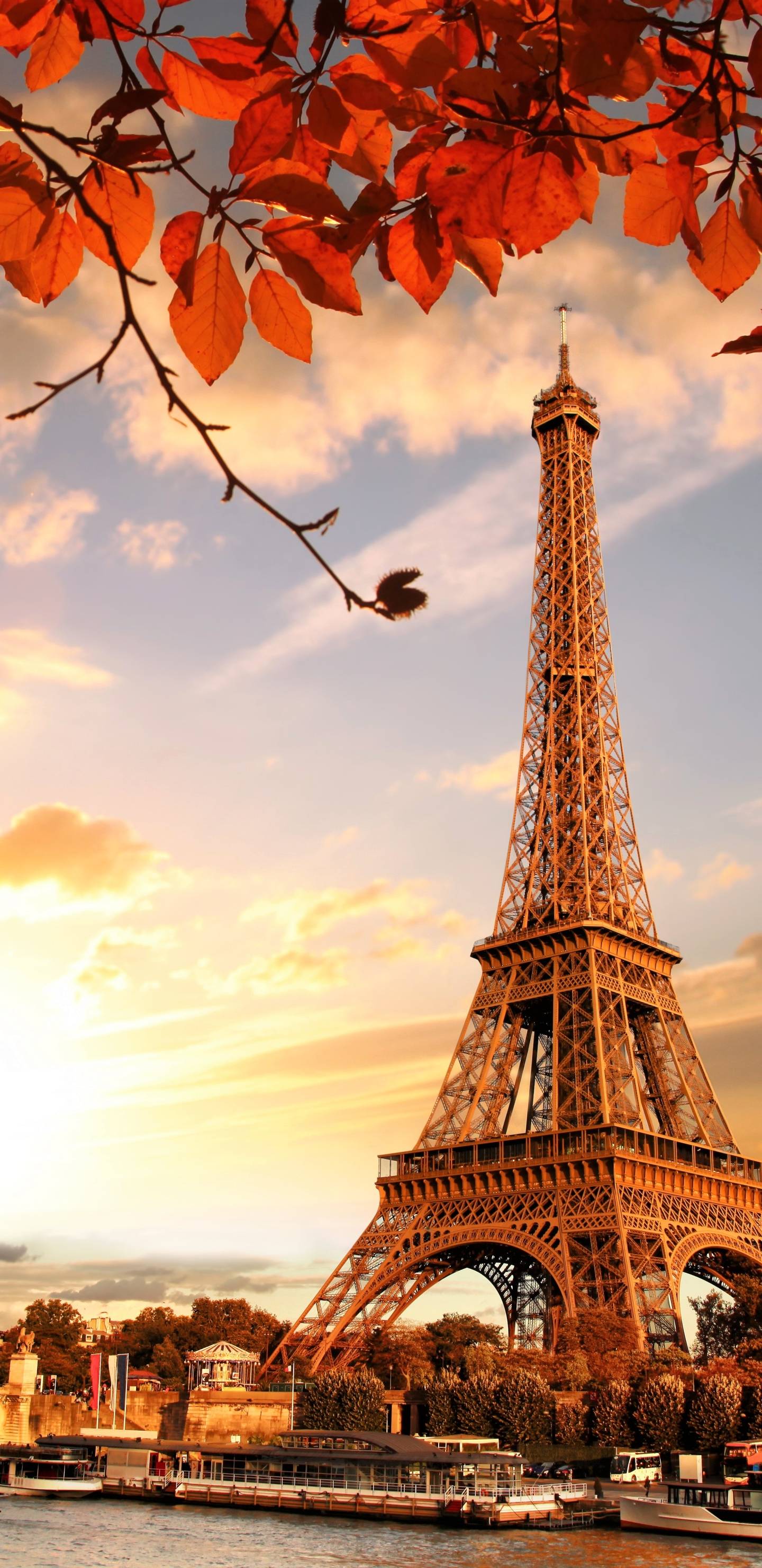 1440x2960 Eiffel Tower in Autumn France Paris Fall Samsung Galaxy Note S S SQHD Wallpaper, HD City 4K Wallpaper, Image, Photo and Background