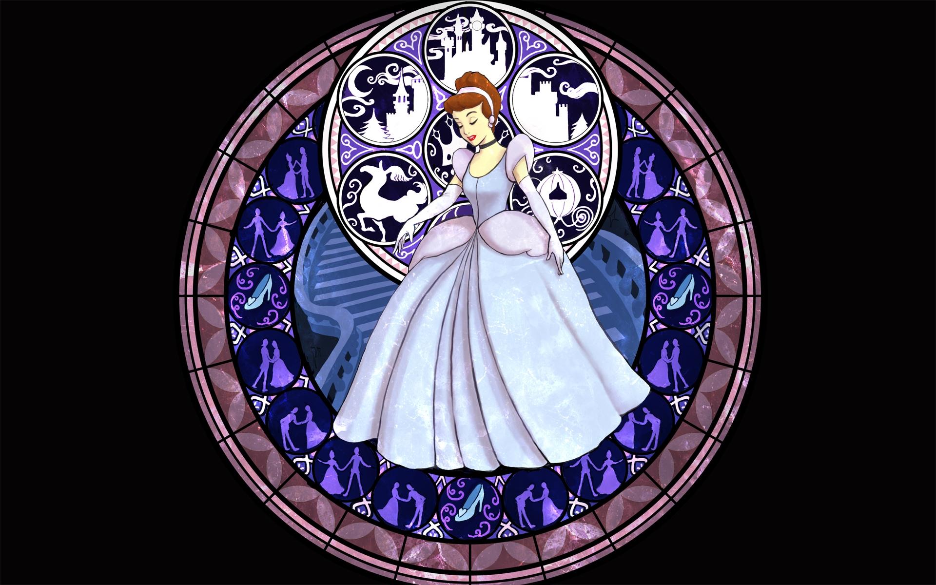 1920x1200 kingdom hearts disney company cinderella stained glass 1920x1200 wallpaper