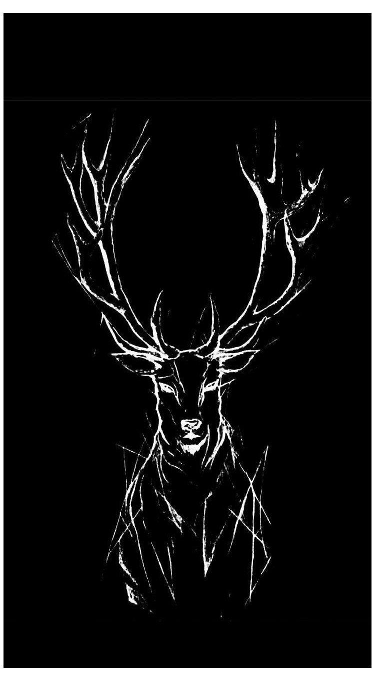 black and white deer wallpaper