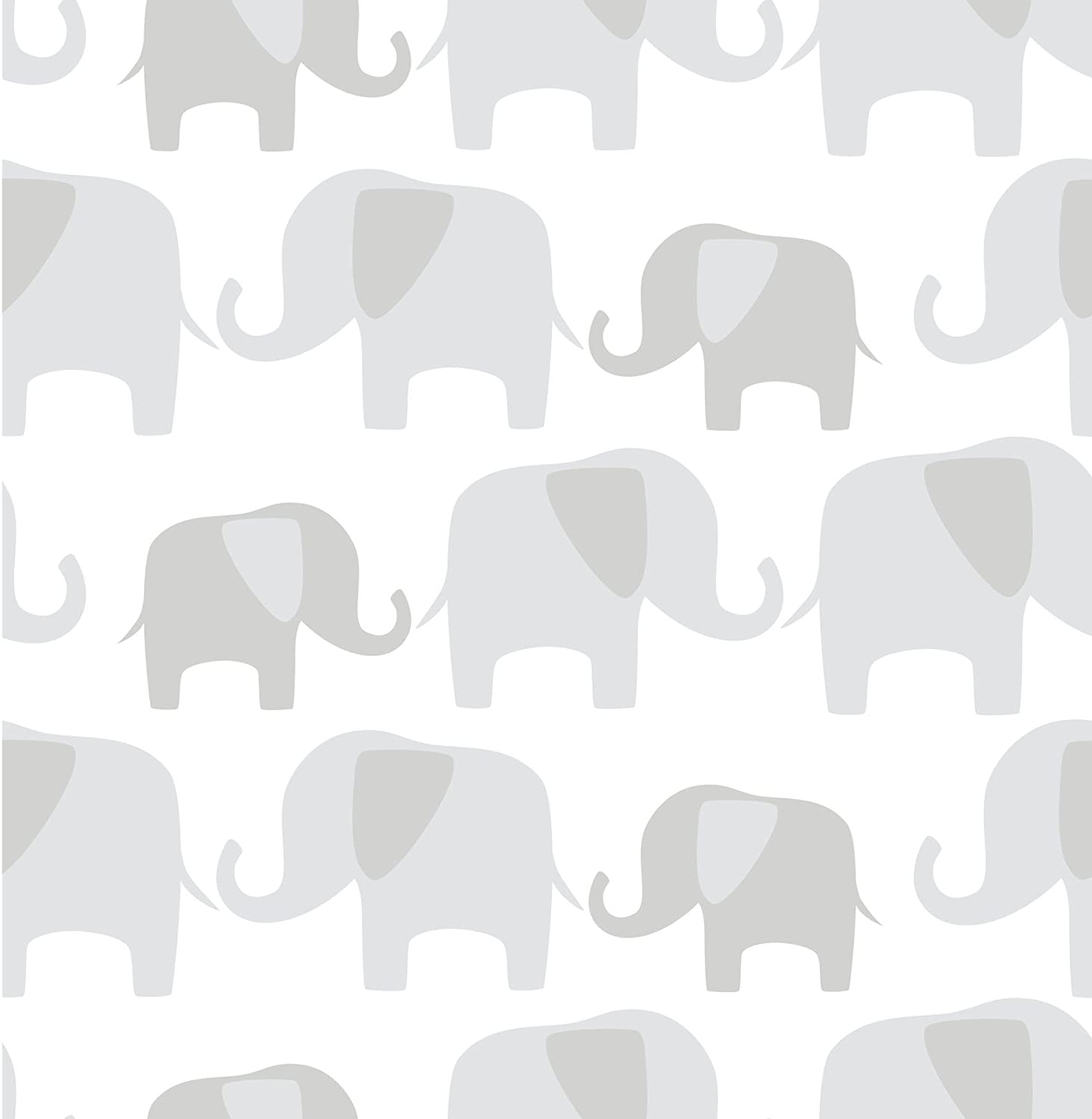 1464x1500 Wall Pops NU1405 Gray Elephant Parade Peel and Stick Wallpaper: Home Improvement