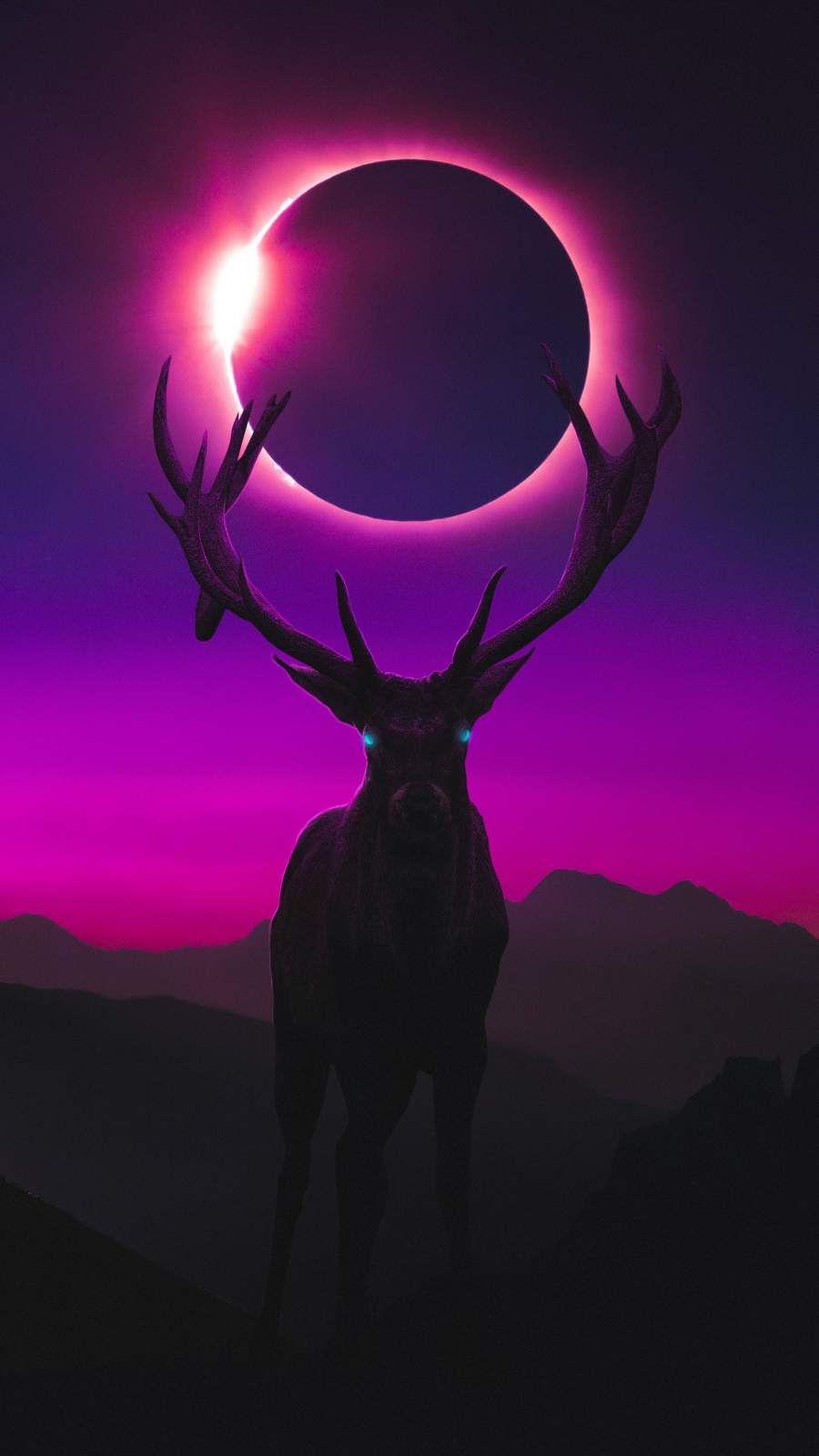 900x1600 Deer and Moon iPhone Wallpaper. iPhone wallpaper moon, Galaxy phone wallpaper, Cool background