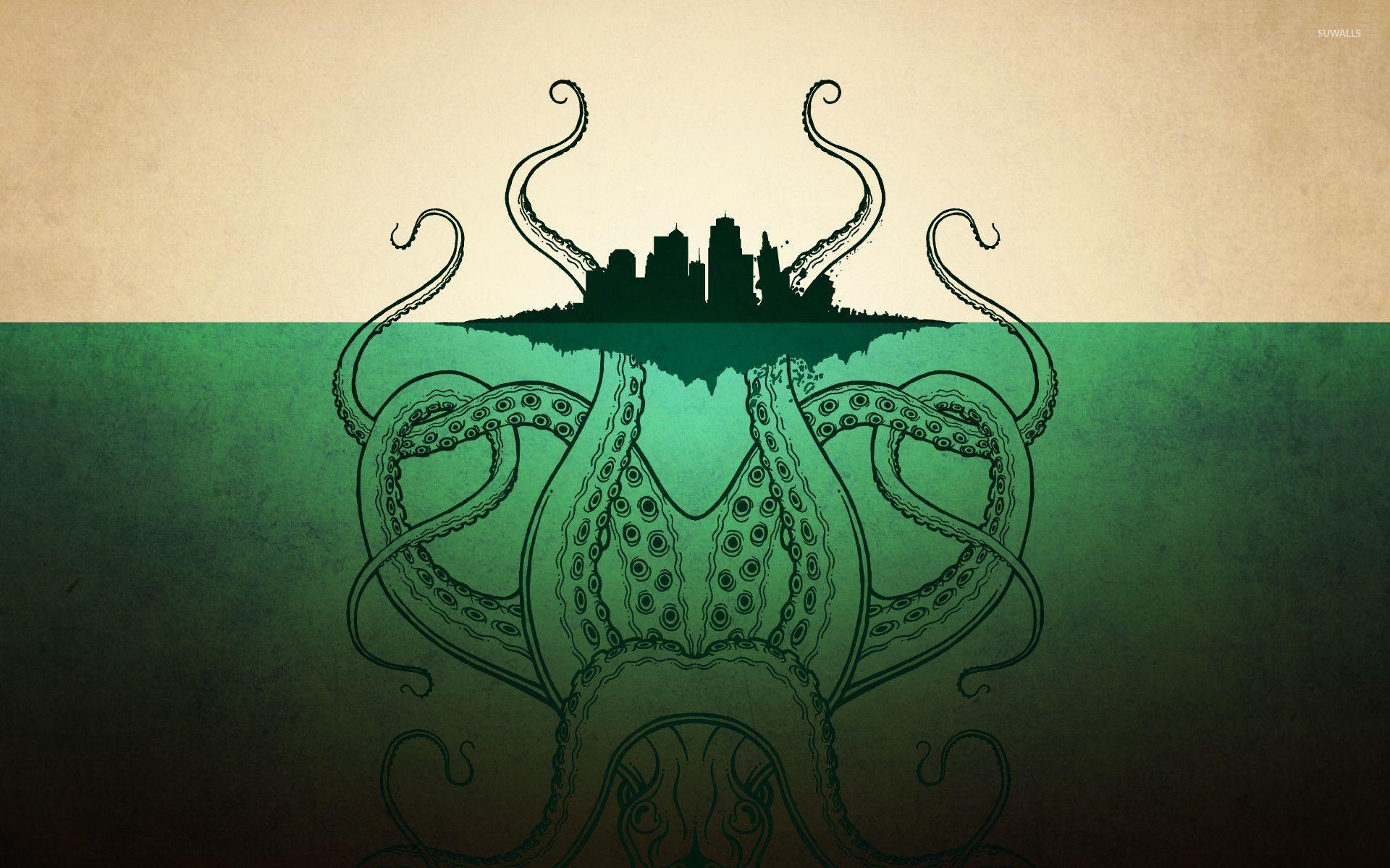 1920x1200 Giant octopus against the city wallpaper Art wallpaper