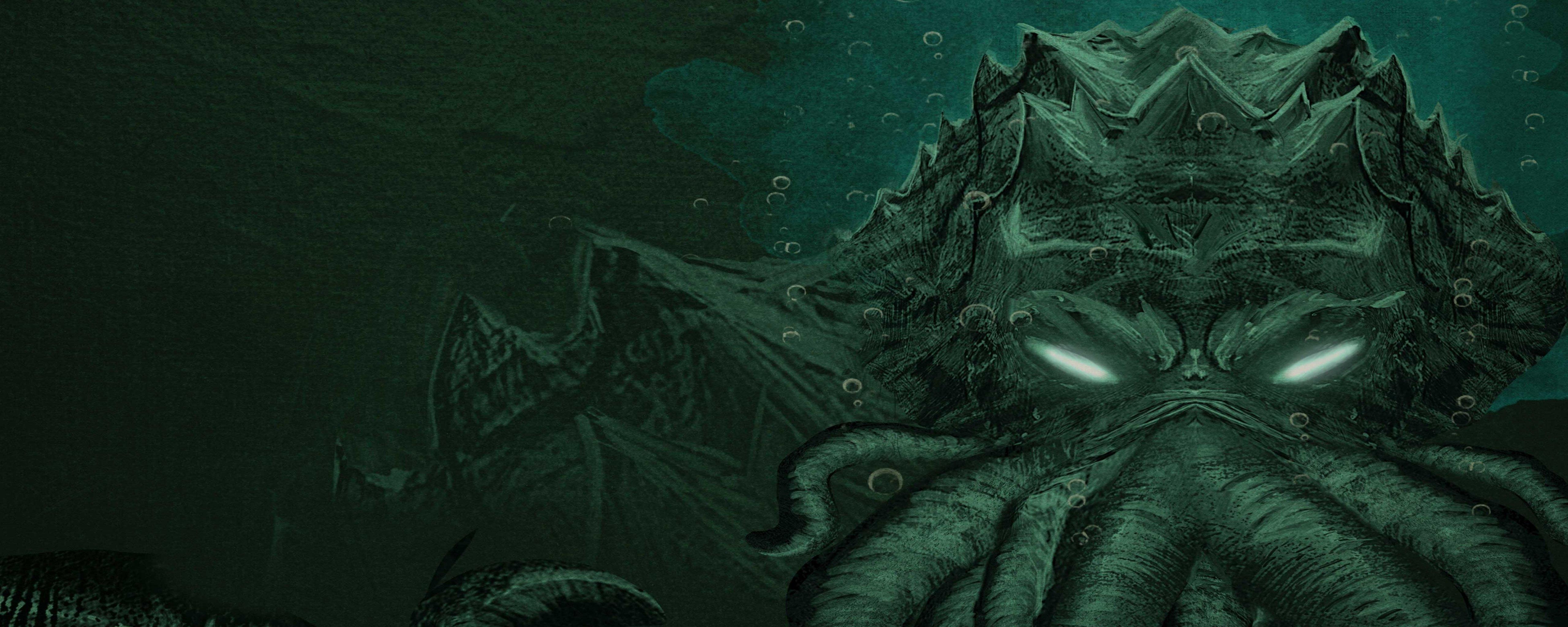 5120x2048 Fantasy art artwork monster creature octopus Cthulhu wallpaperx2048