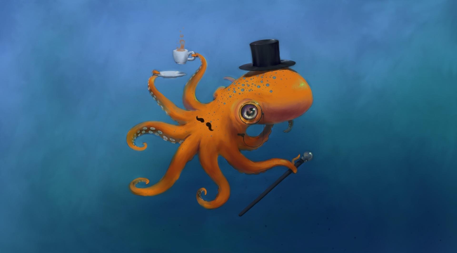 1920x1064 Octopus Wallpaper Art
