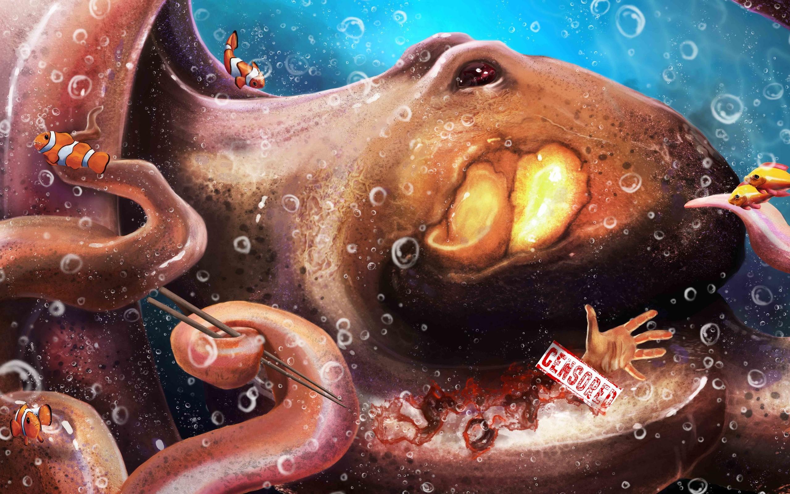 2560x1600 sticks, Octopus, Tentacles, Food, Art, Underwater Wallpaper HD / Desktop and Mobile Background