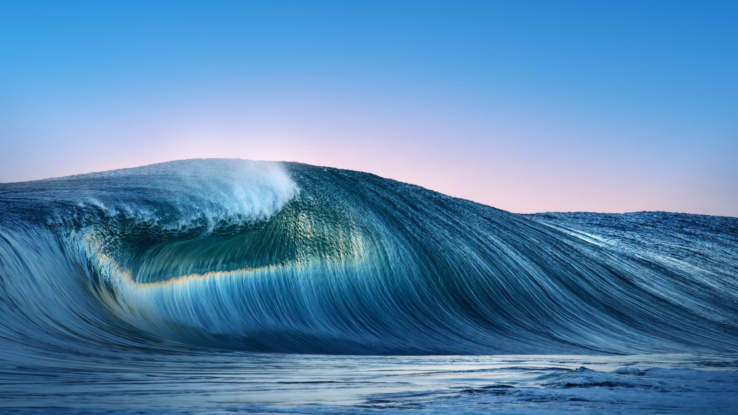 2560x1440 Download Sea waves, sea, blue wallpaper, 2560x Dual Wide, Widescreen 16: Widescreen