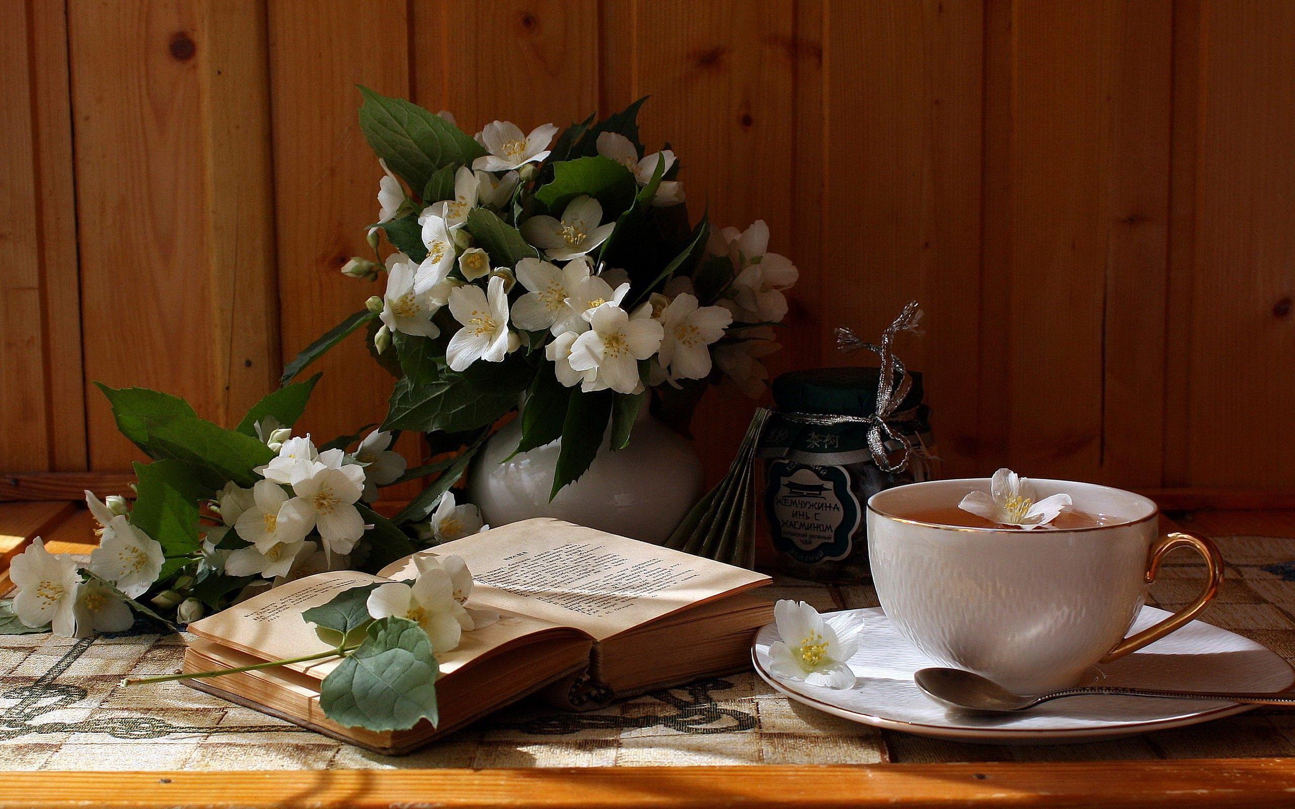 2560x1600 Tea, Book and Flowers Wallpaper, HD Tea, Book and Flowers Background