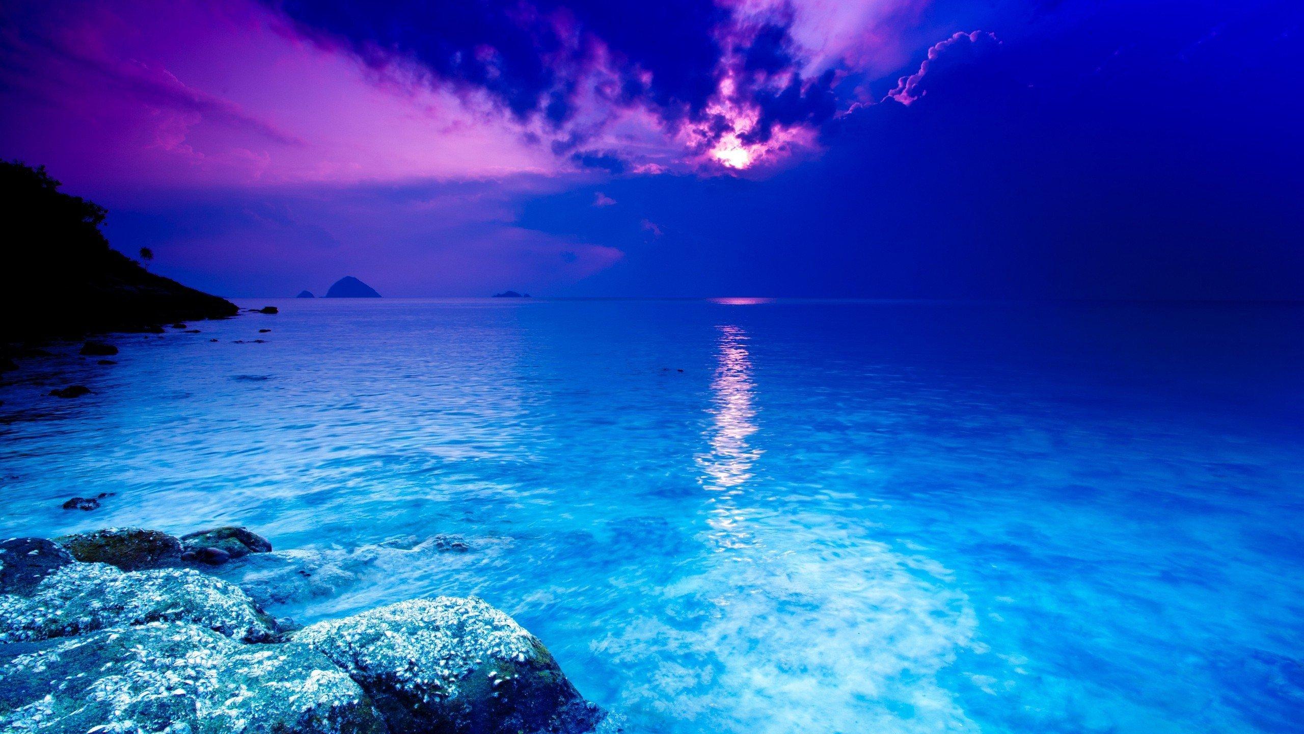 2560x1440 sunset, Clouds, Landscapes, Nature, Blue, Sea, Sea Wallpaper HD / Desktop and Mobile Background