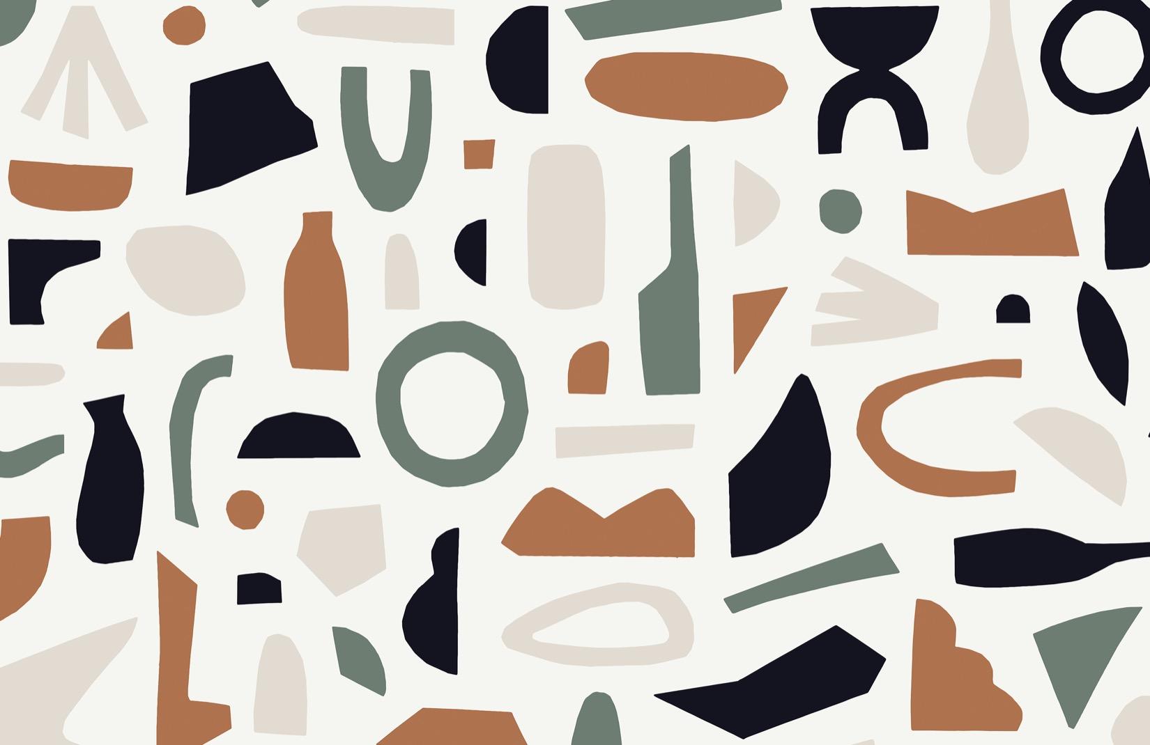 1650x1070 Navy Blue & Brown Abstract Shapes Wallpaper Mural