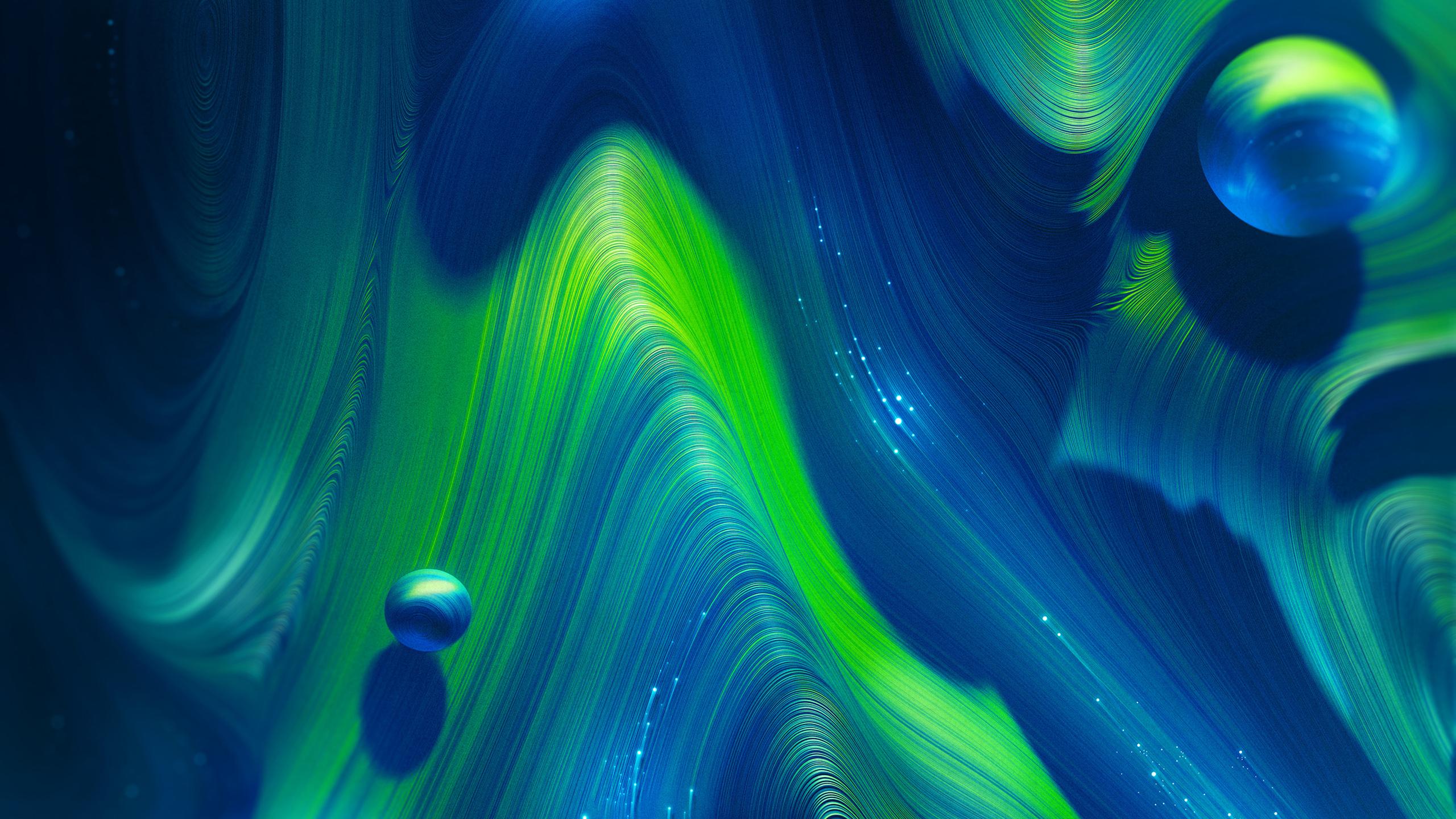 2560x1440 Green Abstract Shapes Wallpaper