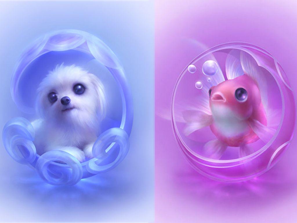 1024x768 Kawaii Cute Anime Animals Wallpaper