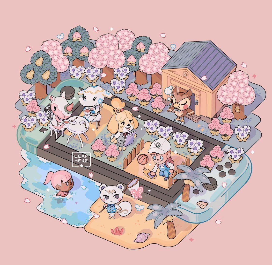 1125x1099 Kawaii Animal Crossing Wallpaper