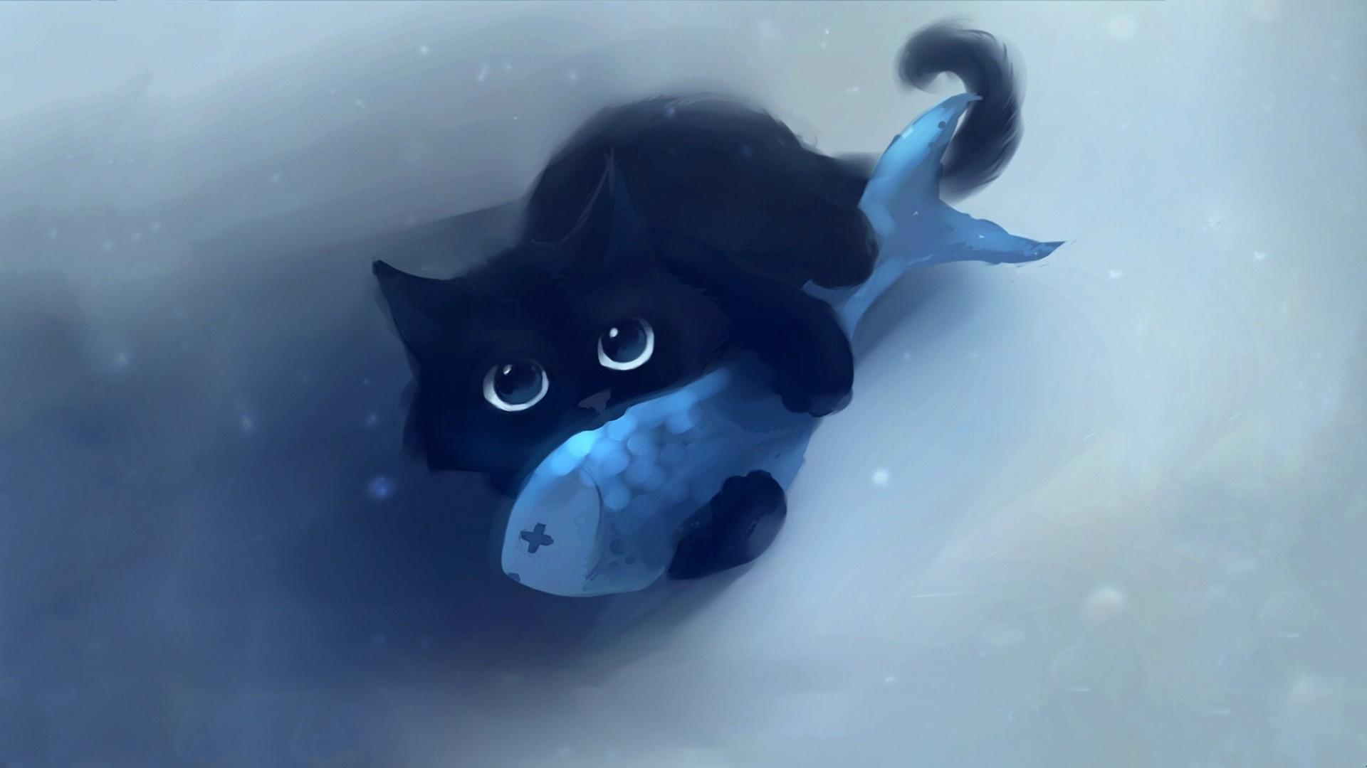 1920x1080 cats animals black cat fish 1920x1080 wallpaper