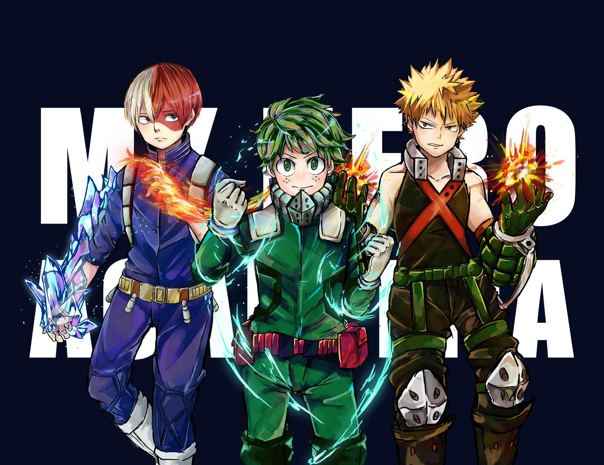 2048x1577 Bnha Deku Bakugou and Todoroki Wallpaper