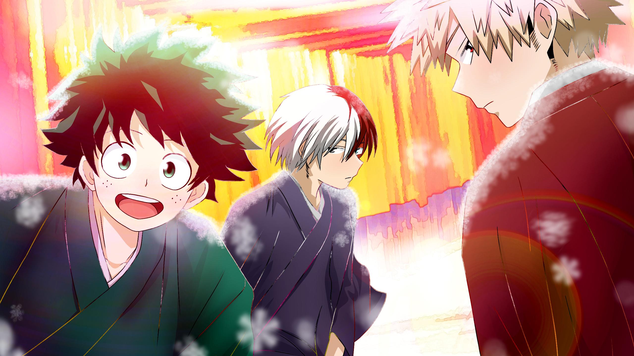 2560x1440 Shoto Todoroki, Katsuki Bakugou, Izuku Midoriya wallpaper