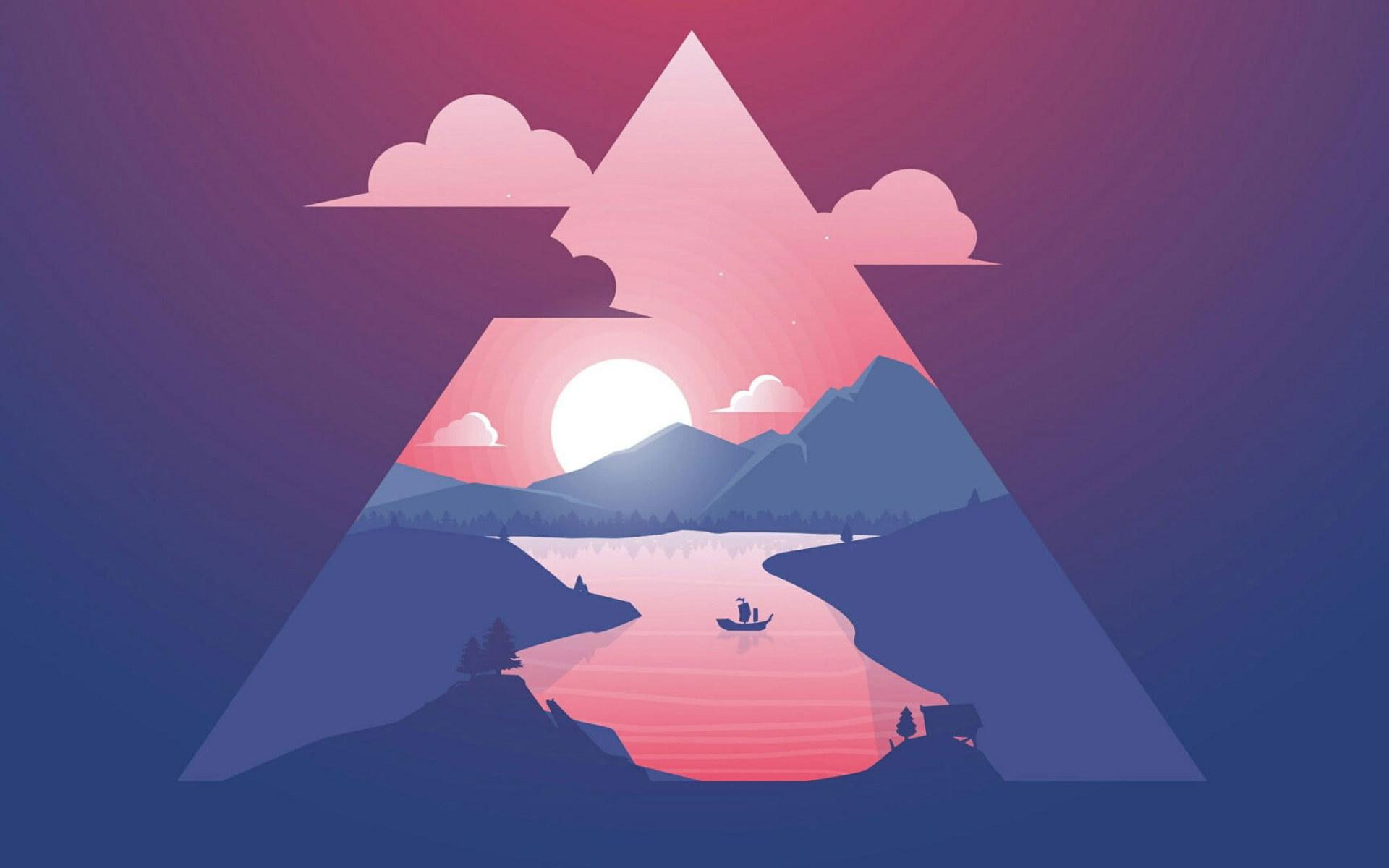 1920x1200 Sunset minimalist wallpaper, triangle, sky, art, minimal art, illustration • Wallpaper For You HD Wallpaper For Desktop & Mobile
