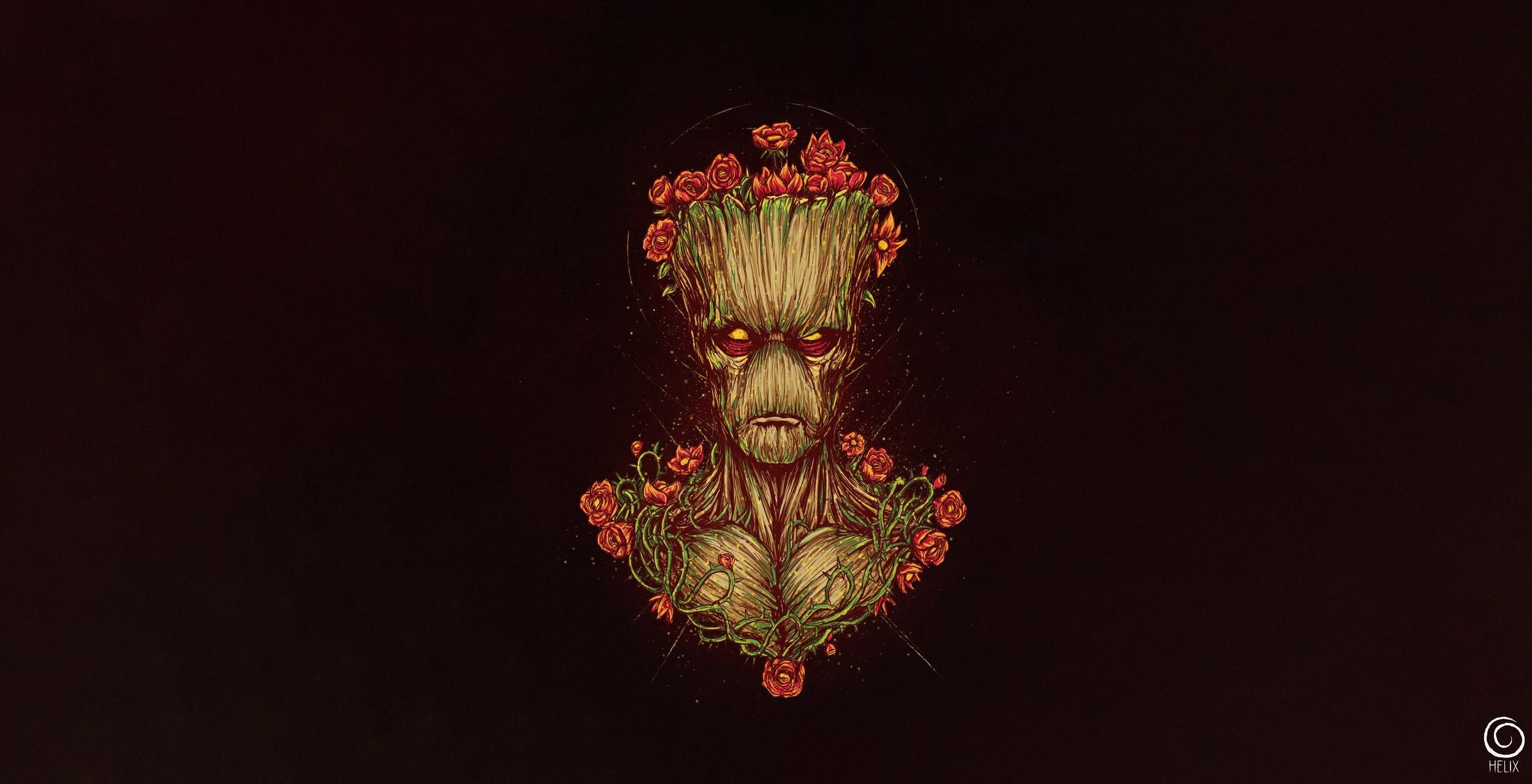 2500x1280 Angry Groot Minimal Art Wallpaper, HD Minimalist 4K Wallpaper, Image, Photo and Background