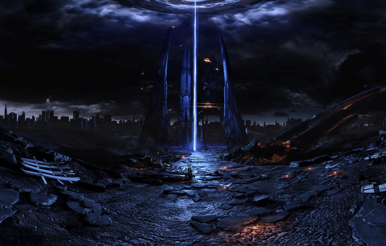 1332x850 Wallpaper mass effect, art, fan, reaper, space ship, pano, harbinger image for desktop, section игры