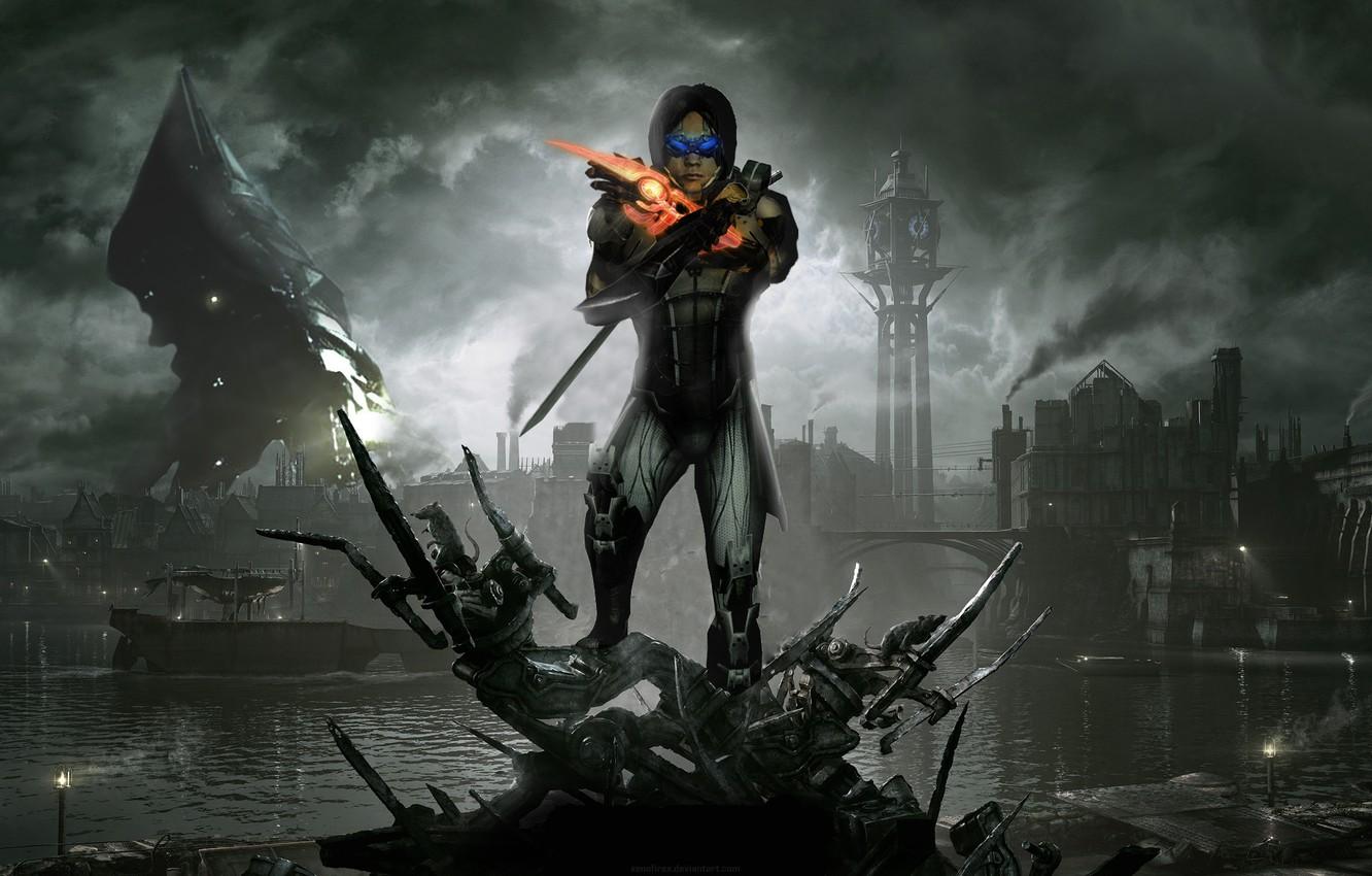 1332x850 Wallpaper mass effect fan art, Dishonored, Reaper, Kai LEng, when the leng, Dunwall City image for desktop, section игры
