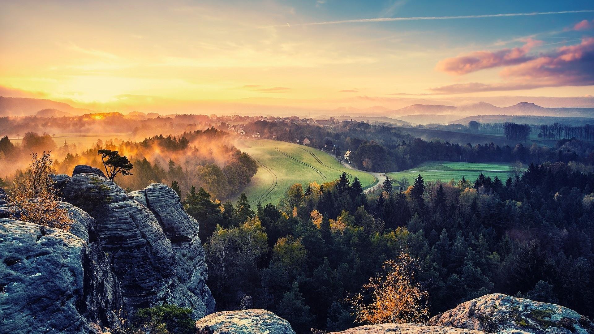 1920x1080 Free download Sunset sunrise sky trees fog autumn fall wallpaper 1920x1080 29003 [1920x1080] for your Desktop, Mobile & Tablet. Explore Autumn Sunsets Wallpaper Background. Autumn Sunsets Wallpaper Background, Sunsets Background, Sunsets Wallpaper