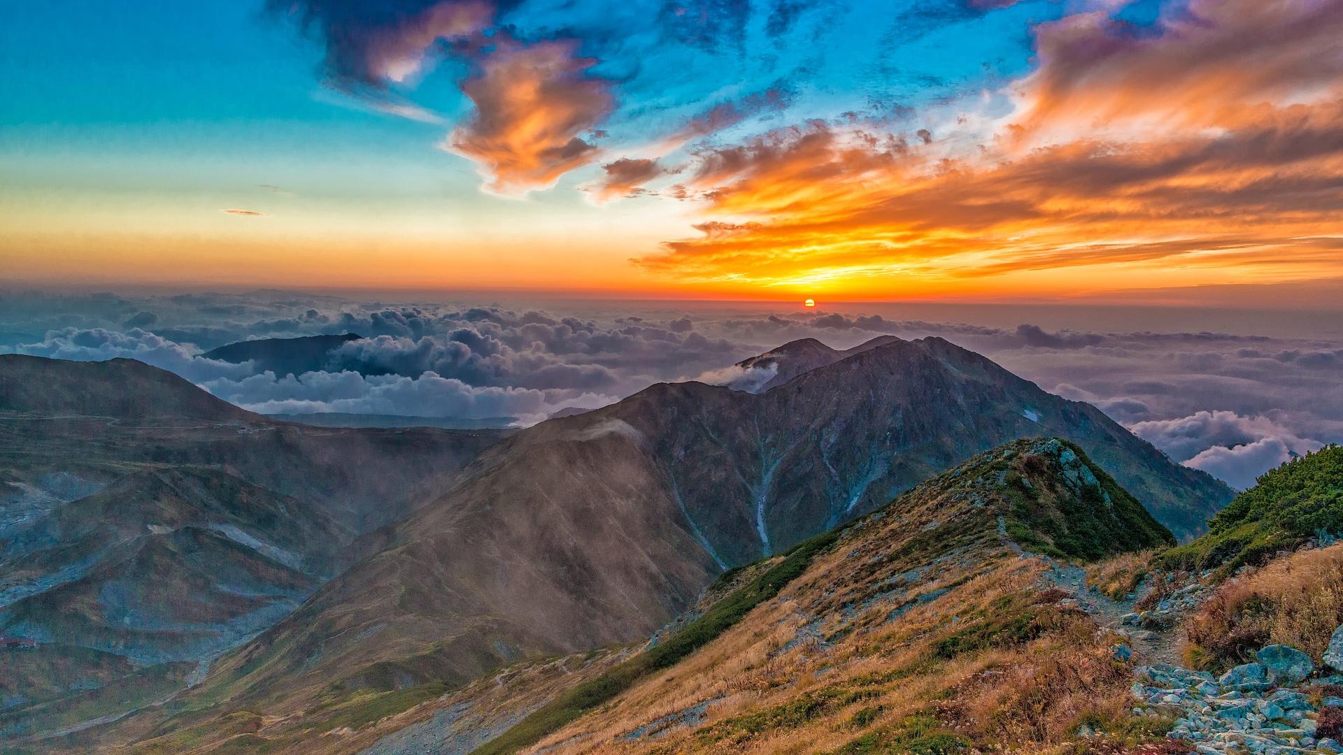 1920x1080 Desktop Wallpaper Sunset, Mountains, Autumn, Landscape, Skyline, HD Image, Picture, Background, Di1xk4